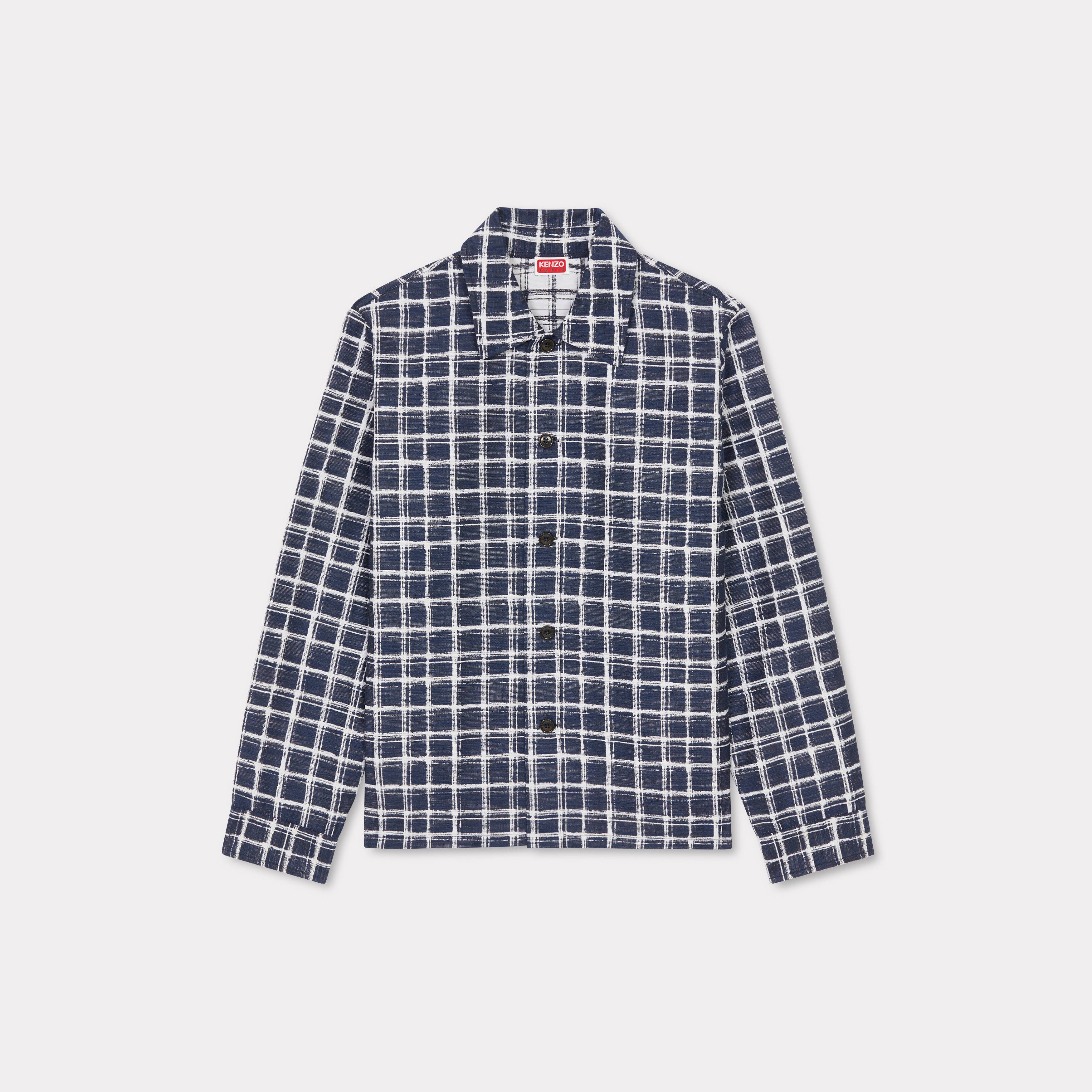 KENZO CHECKS' JACQUARD OVERSHIRT DARK BLUE