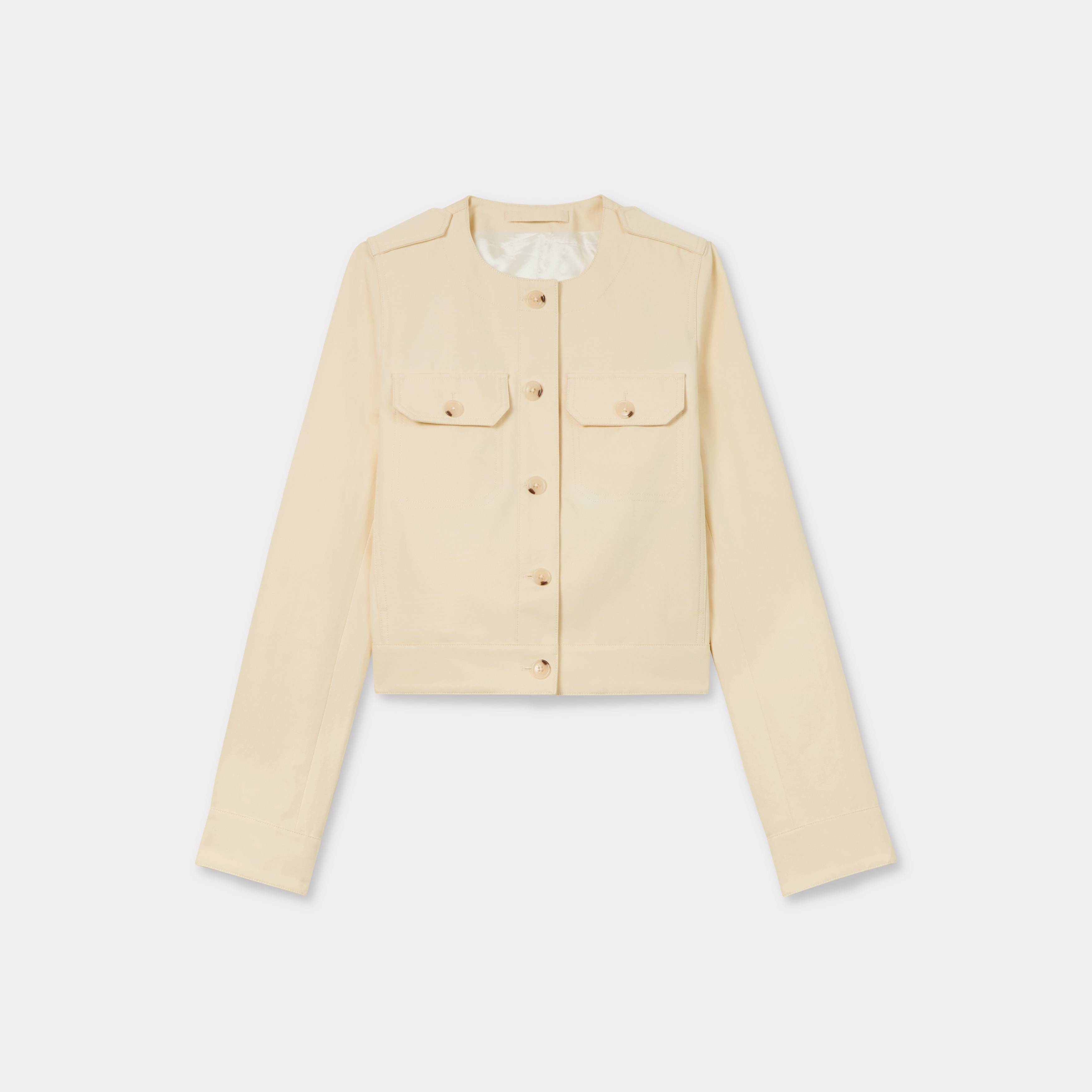 KENZO Collarless Jacket In Cotton Cream Womens - Size 36