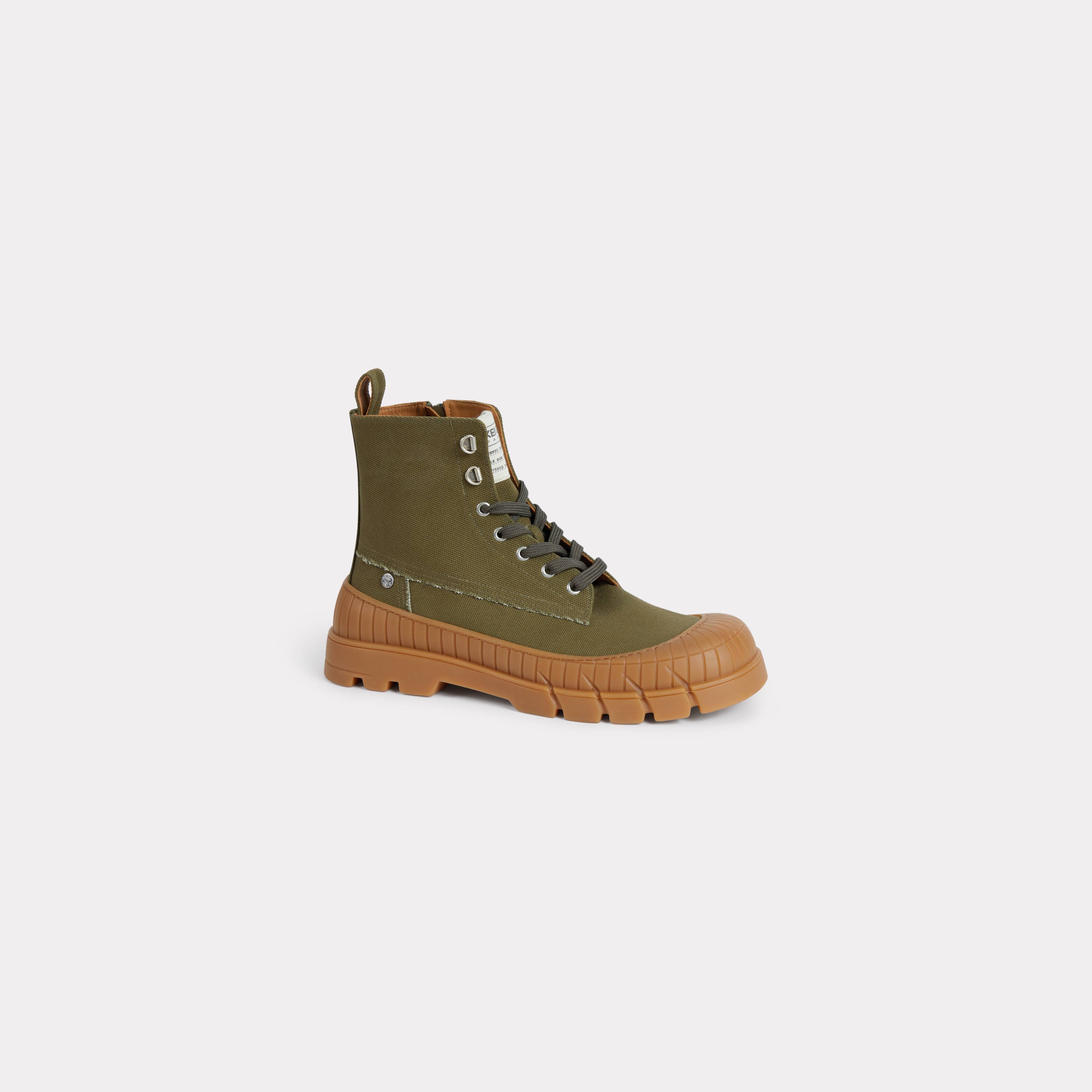 Kenzo 'Kenzo-gobi' Lace-up Boots In Canvas Khaki - Mens Size 40 EU