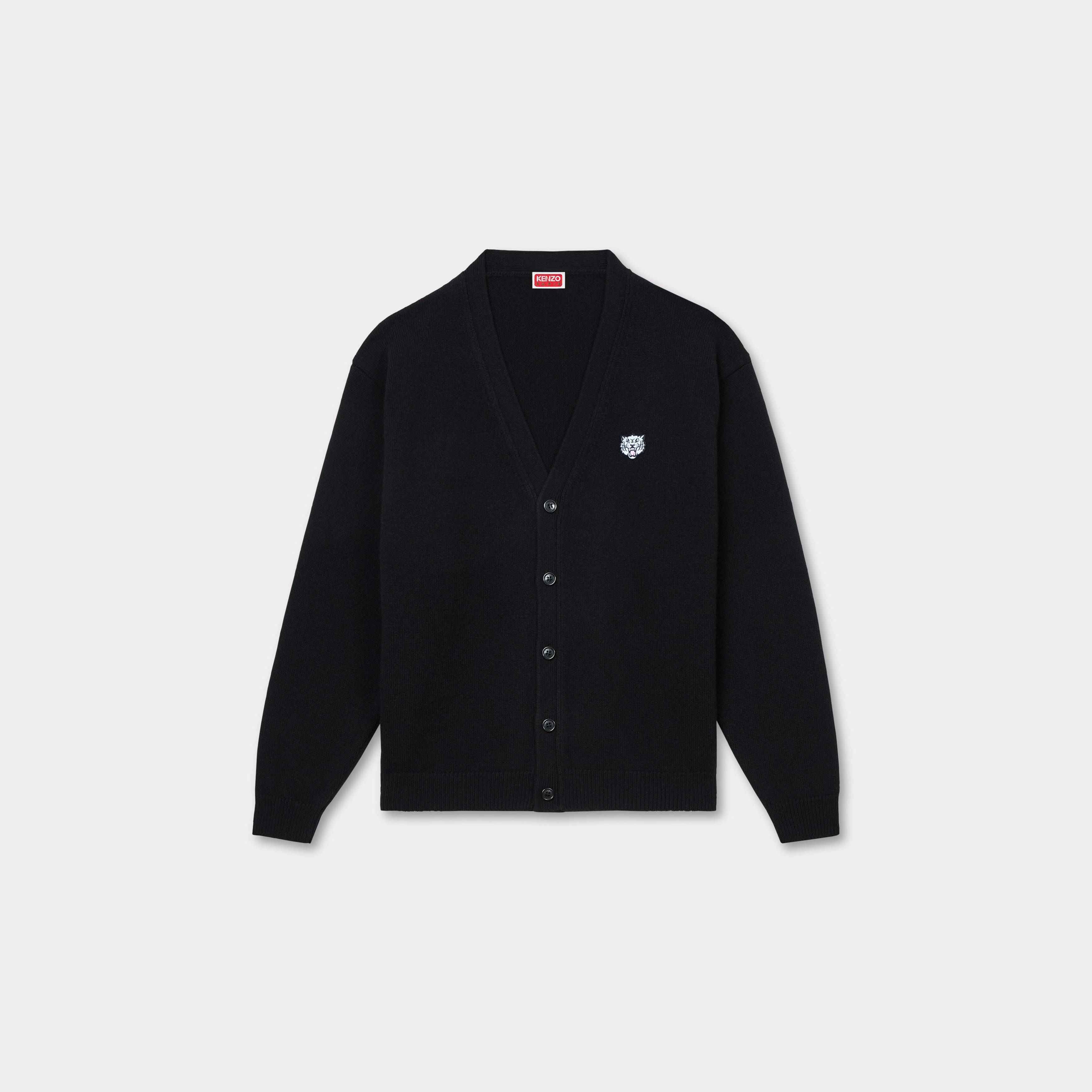 Kenzo 'Kenzo Happy Tiger' Embroidered Cardigan In Merino Wool Black - Mens Size Xl