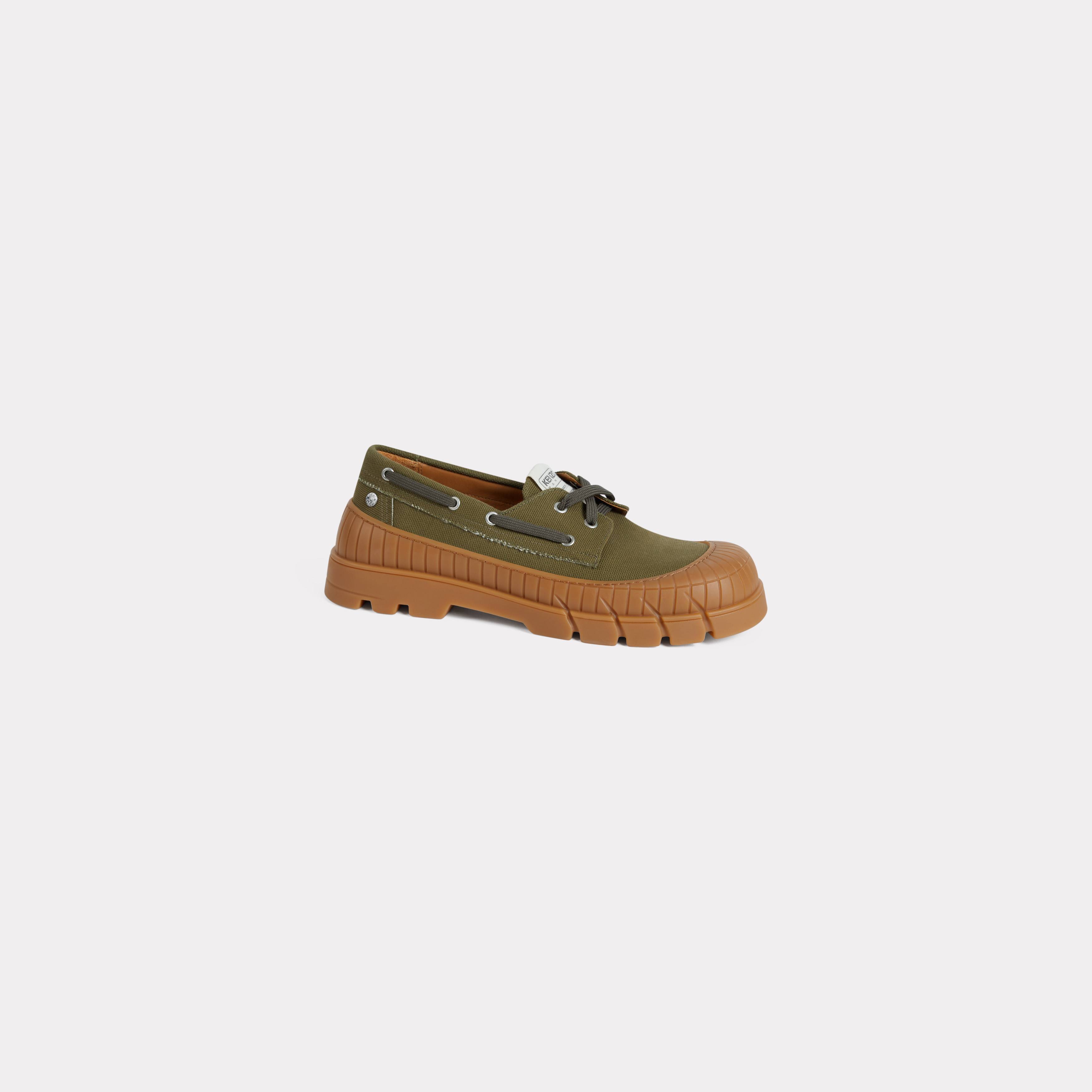 KENZO 'Kenzo-gobi' Boat Shoes In Canvas Khaki- Mens - Size 41