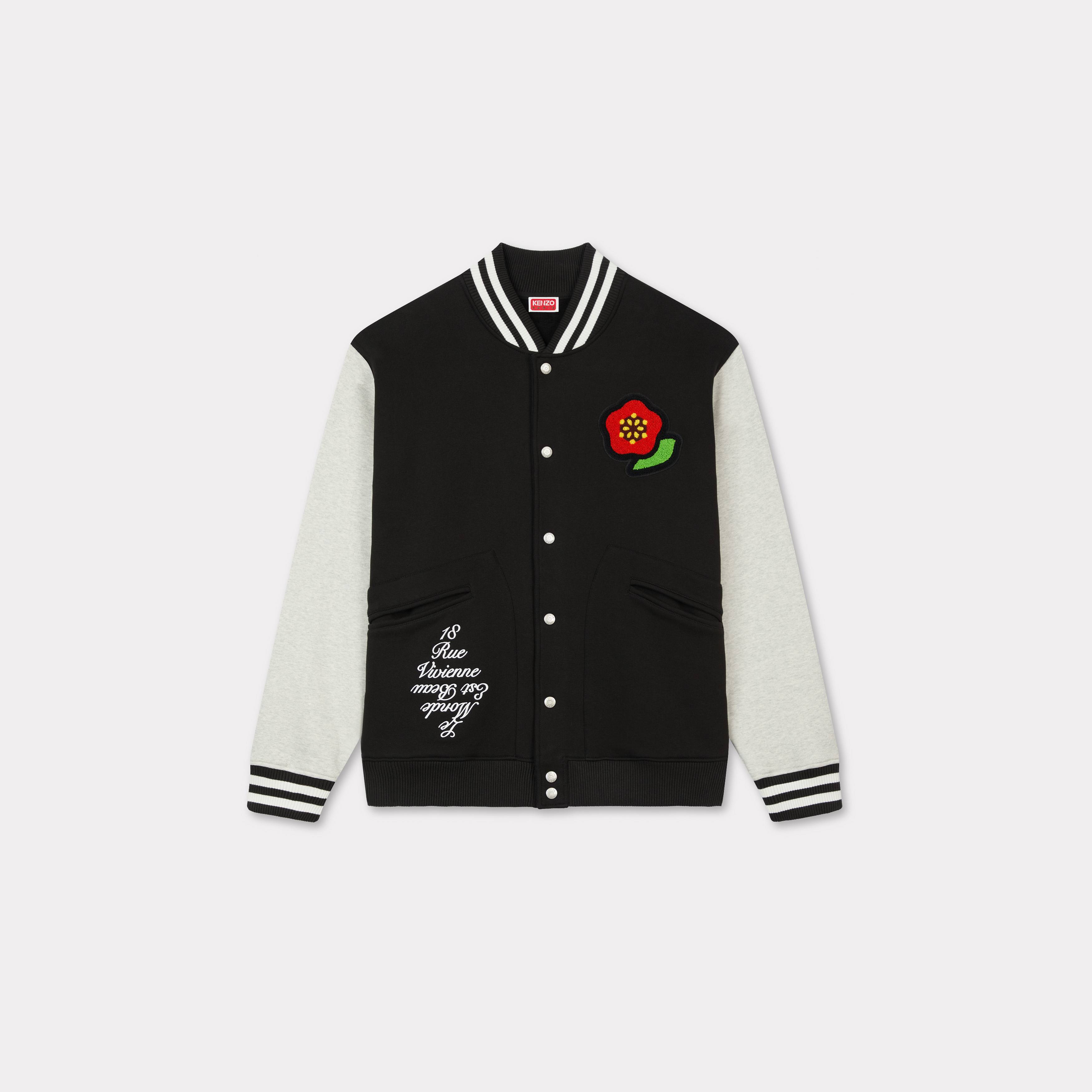 KENZO ' Pop' Embroidered Varsity Bomber, Unisex, Black, Size L, Cotton/elastane