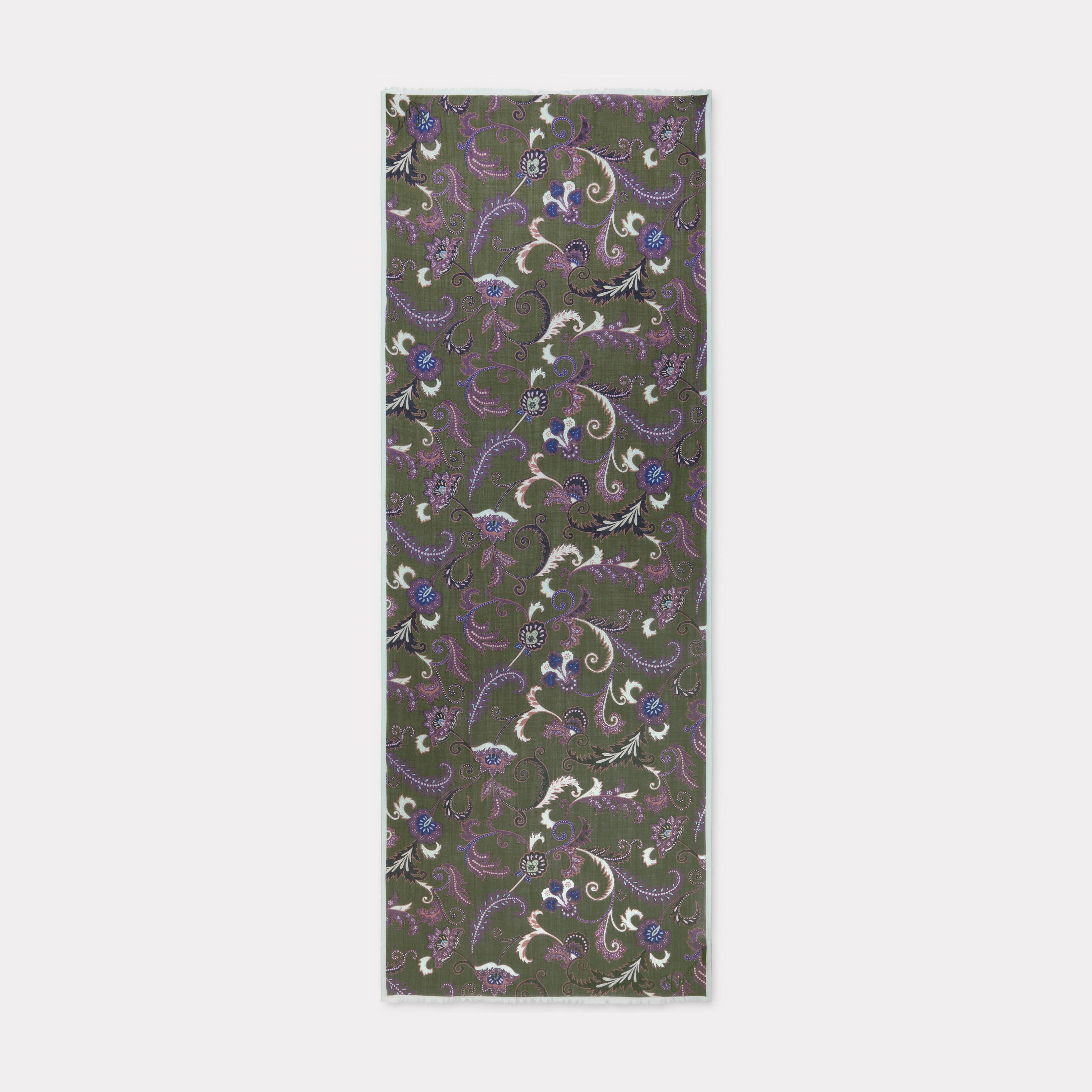 KENZO ' Paisley' Stole In Light Wool, Woman, Khaki, Size One, Wool