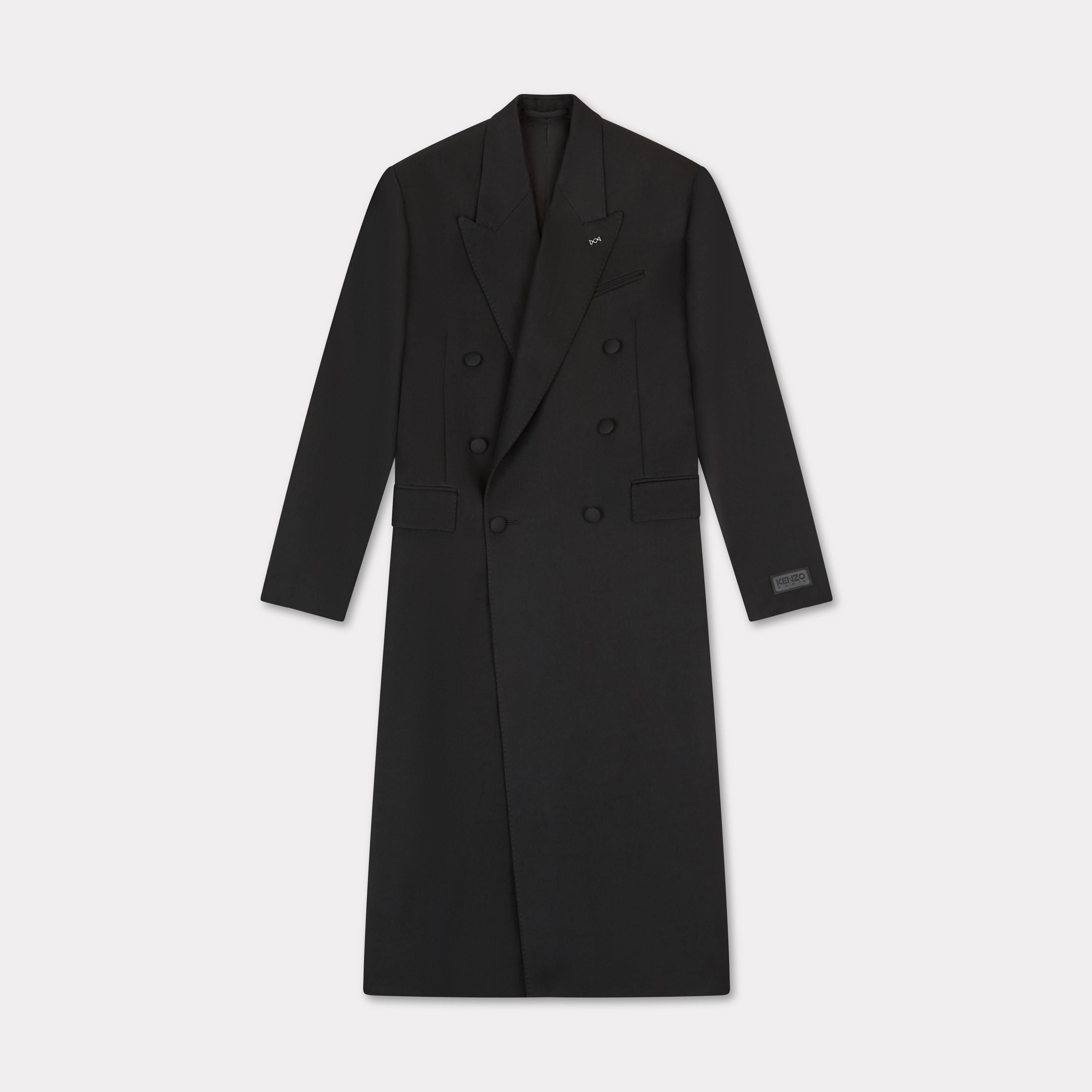 KENZO Long Tailoring Coat In Virgin Wool, Black, Womens , 34