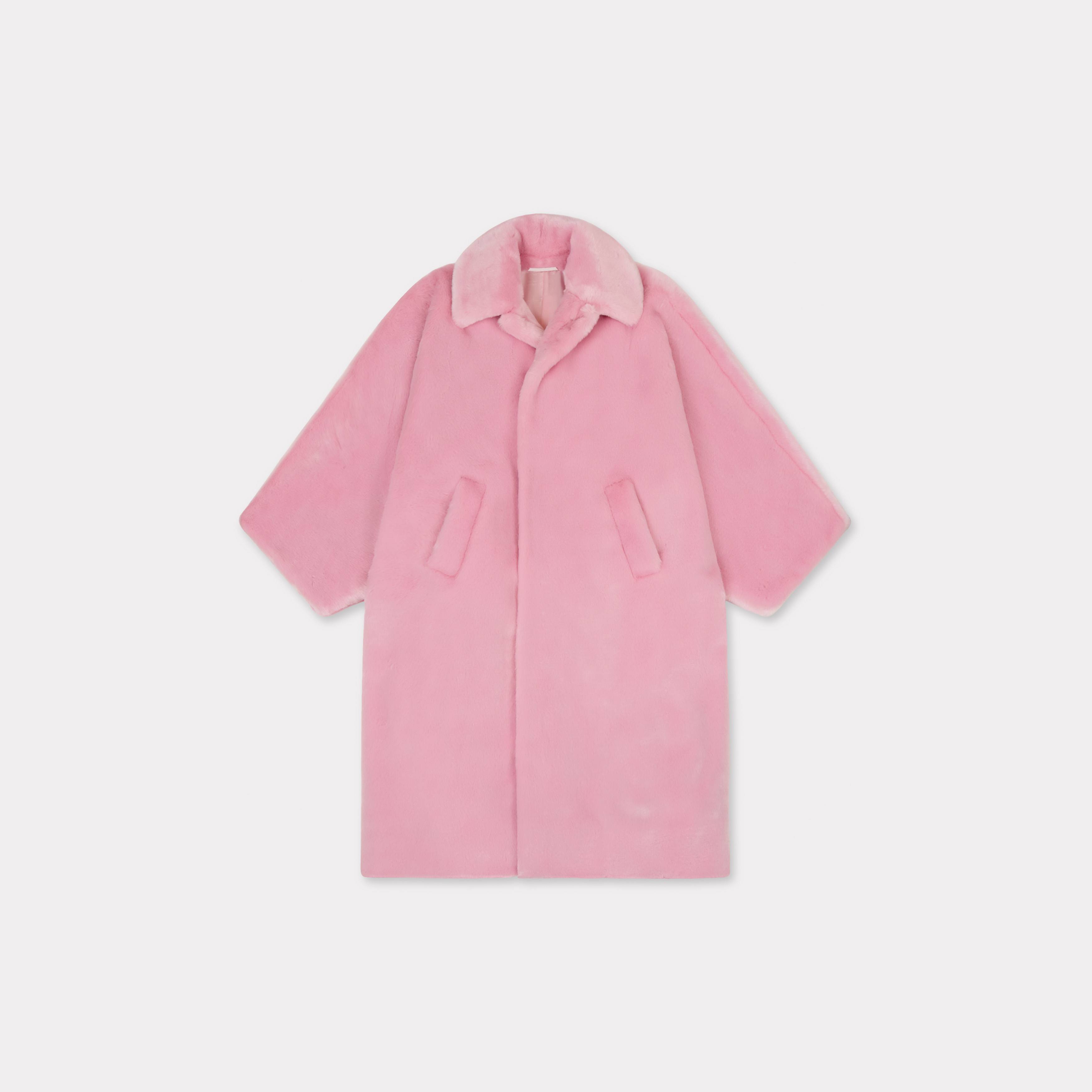 KENZO Oversized Coat In Fake Fur, Flamingo Pink, Womens , Xl