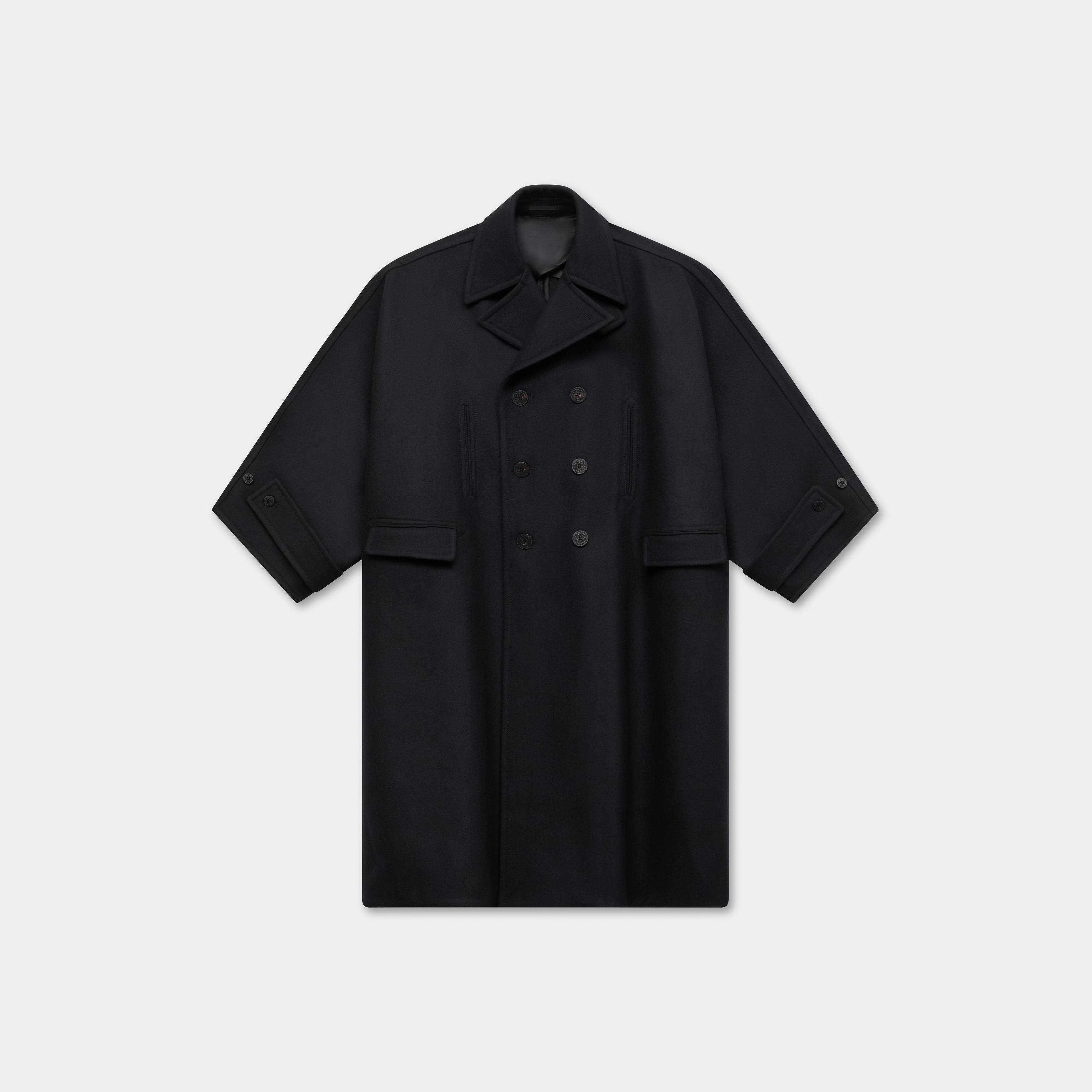 KENZO Oversized Kimono Coat In Virgin Wool, Black, Womens , 34