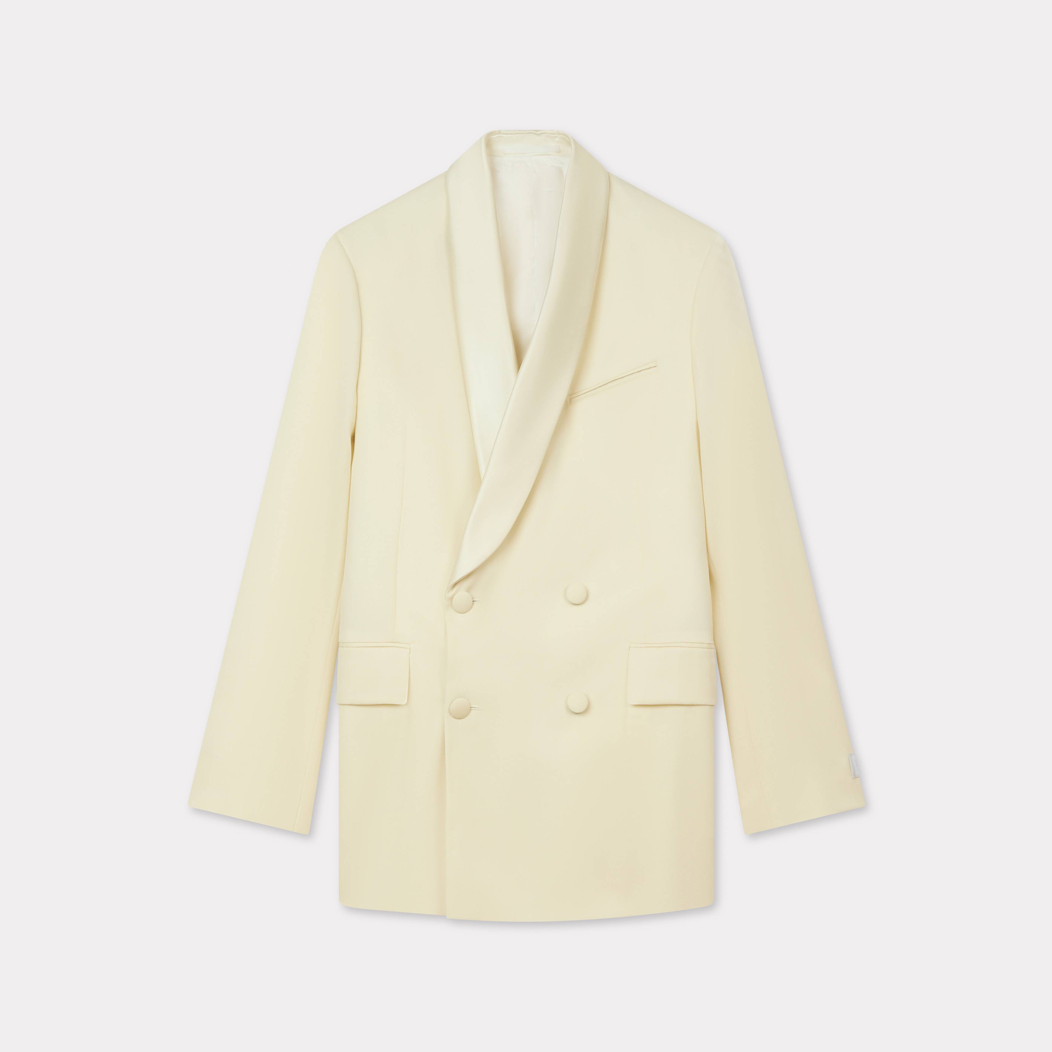 KENZO Shawl Collar Blazer , Woman, Ecru, Size 34, Wool
