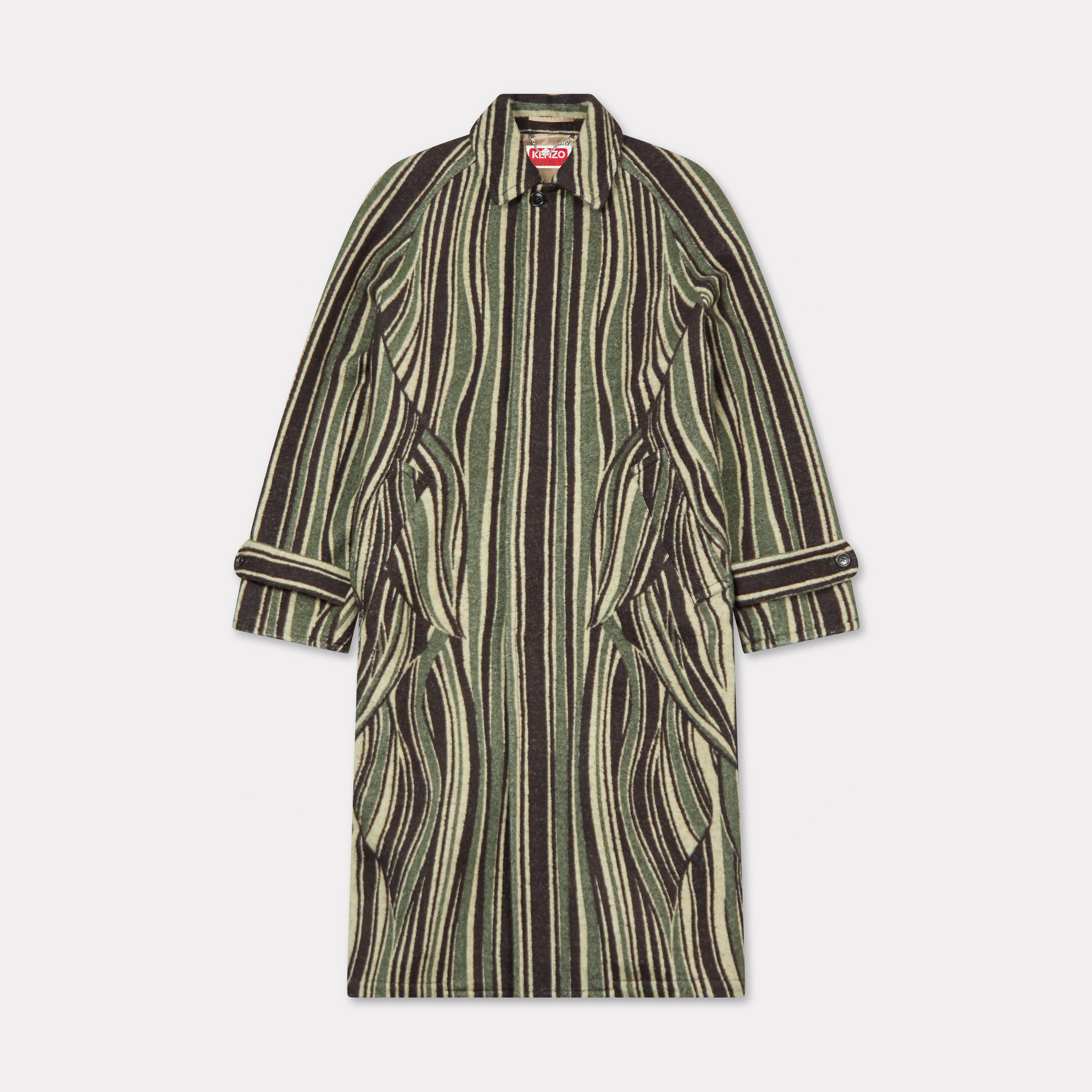 Kenzo Manteau 'Kenzo Leaf Stripe' En Jacquard De Coton Et Laine Homme Kaki Fonce - Taille 48