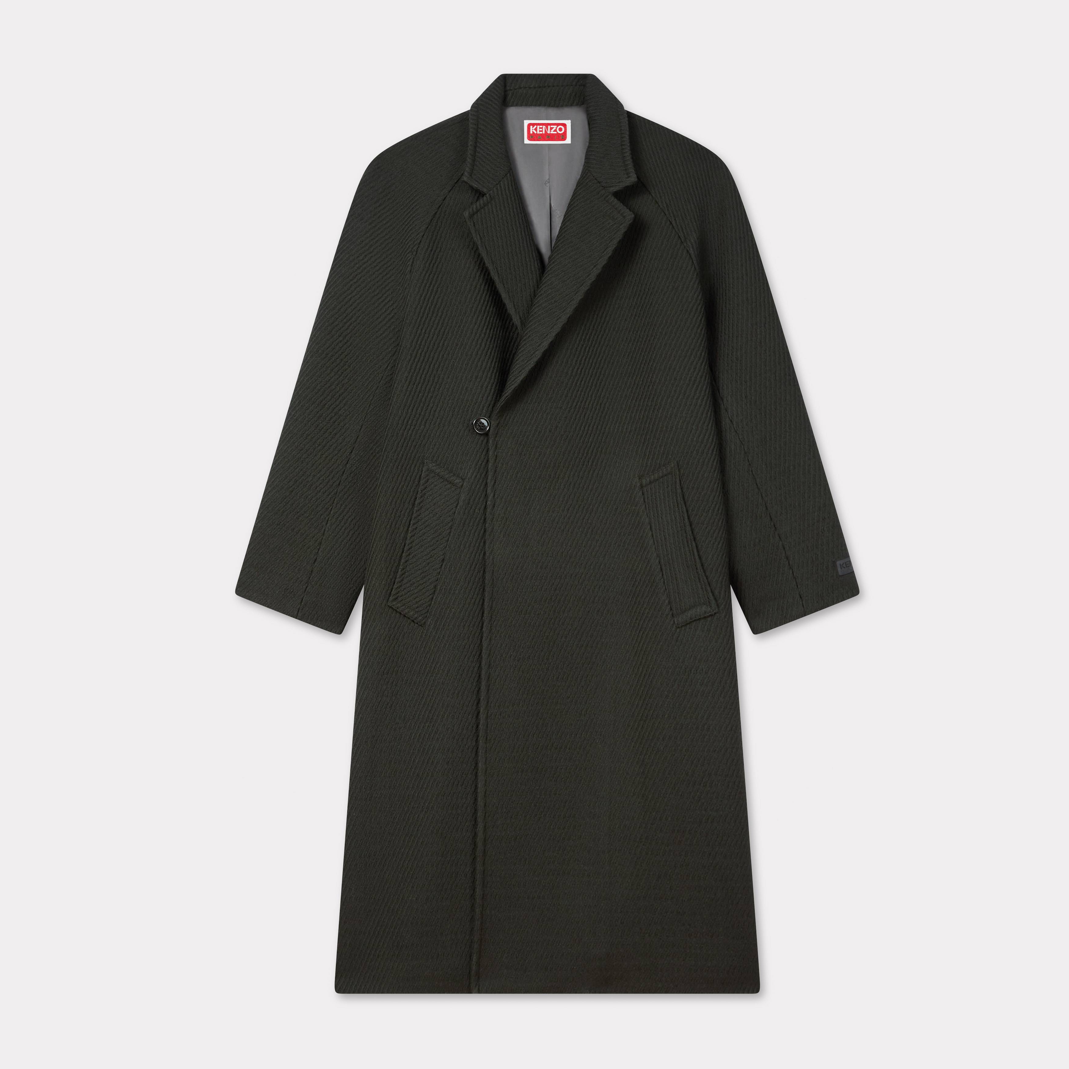 KENZO Wrap Coat In Mixed Virgin Wool, Man, Dark Khaki, Size L, Wool