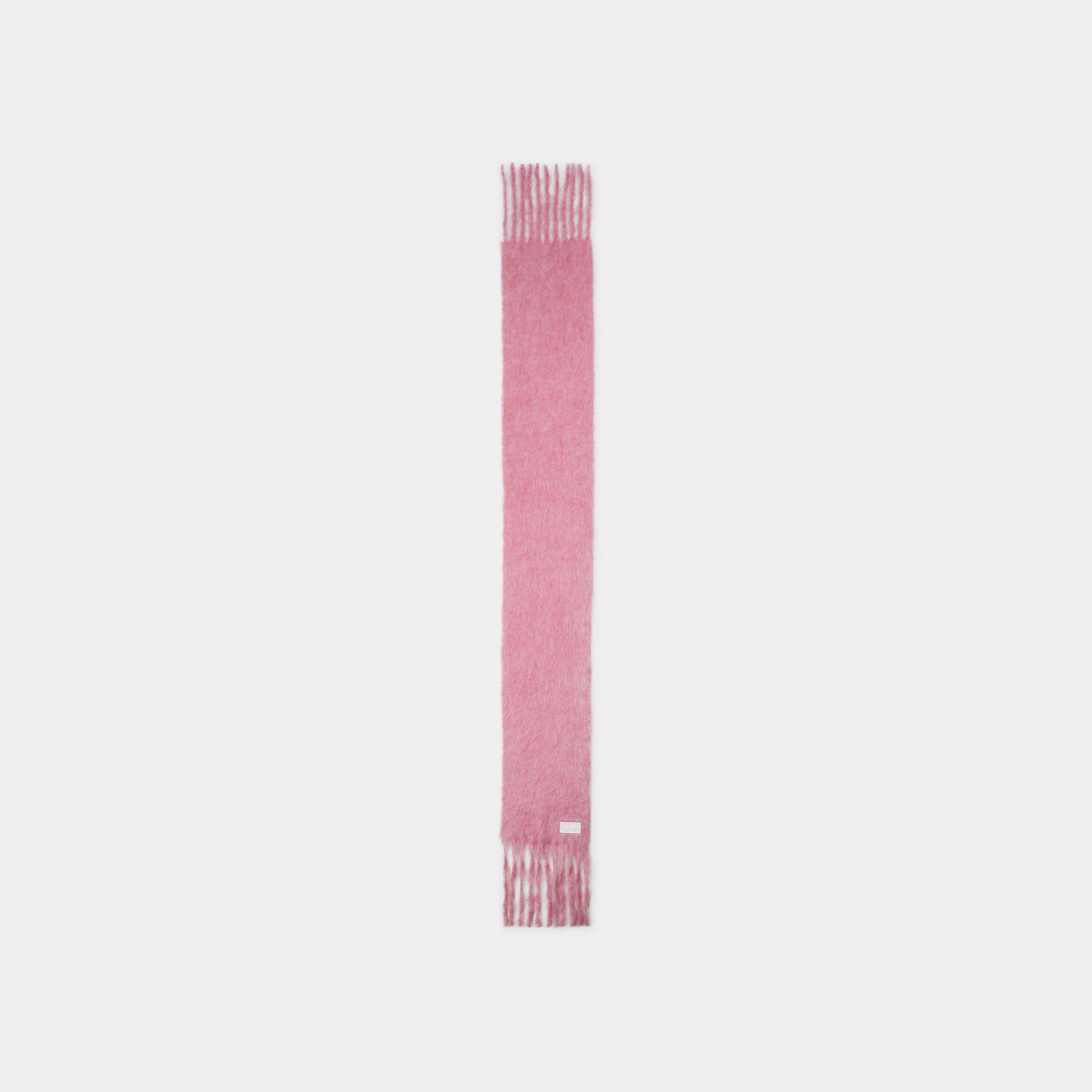 KENZO Long Fringed Scarf In Mohair, Man, Pink, Size One, Mohair/polyamide