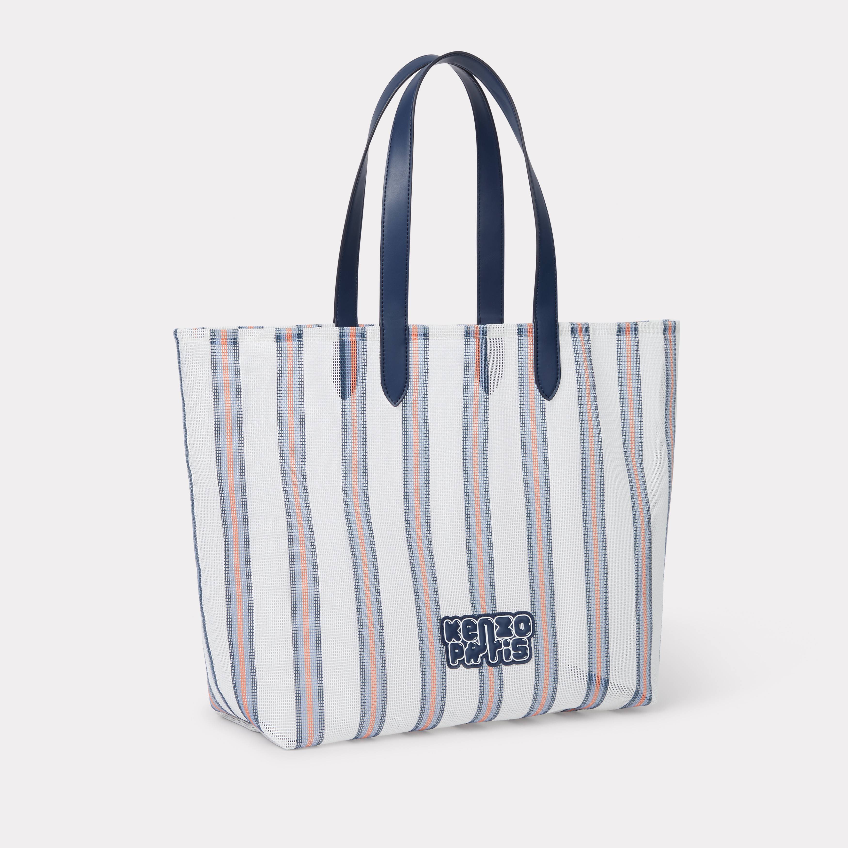 KENZO ' Coast Lines' Large Tote Bag In Mesh, Man, Off White, Size One, Polyvinyl Chloride/polyester