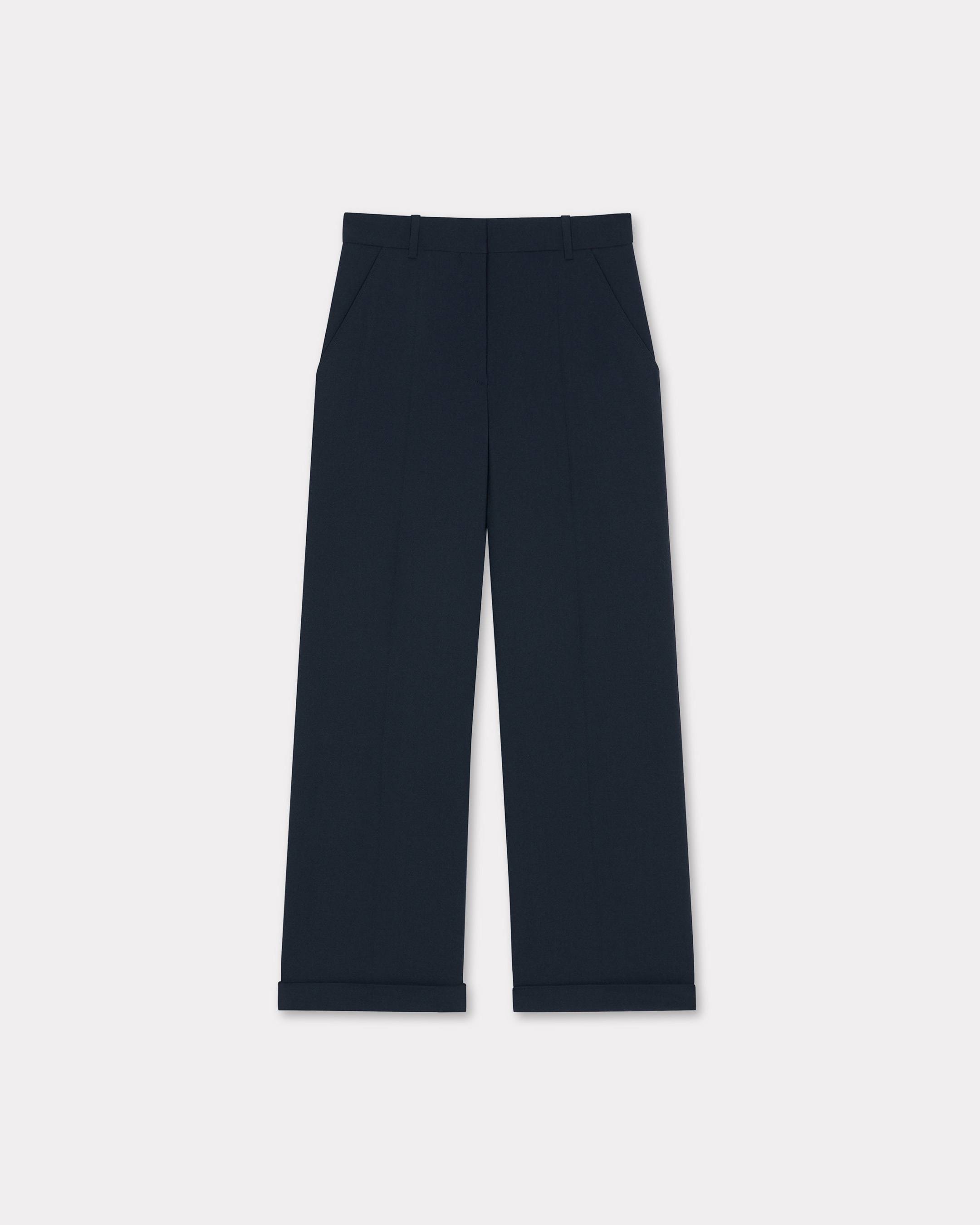KENZO Tailored Pants In Virgin Wool Dark Blue - Womens Size 42