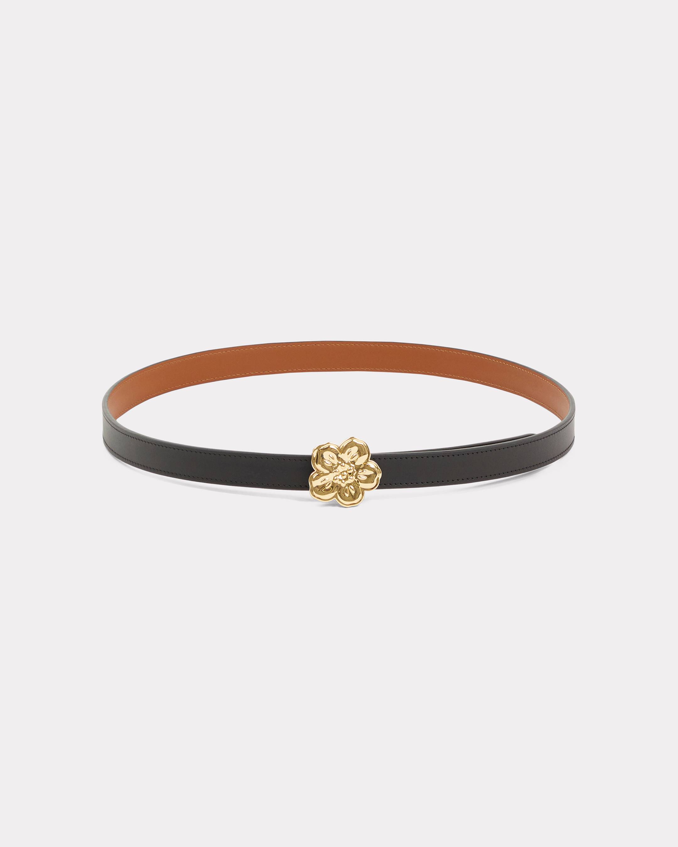 KENZO 'Boke Flower' Reversible Leather Belt , Man, Black, Size 85,