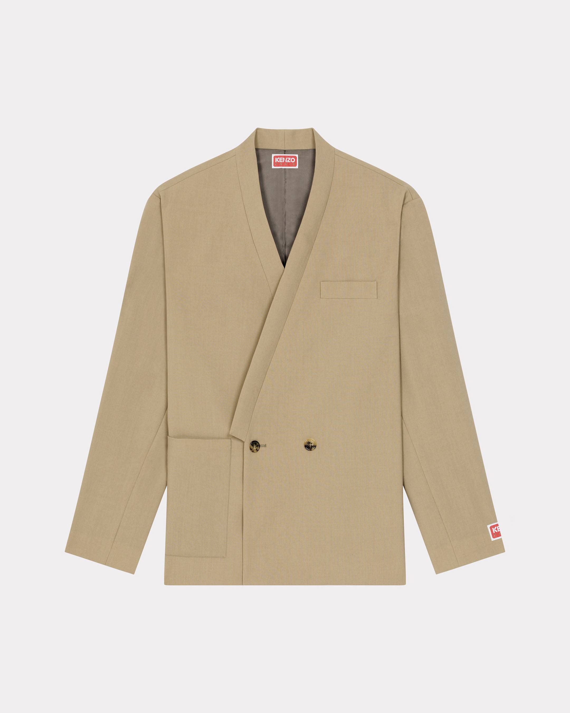 KENZO Tailored Kimono Jacket , Man, Dark Beige, Size 44, Wool