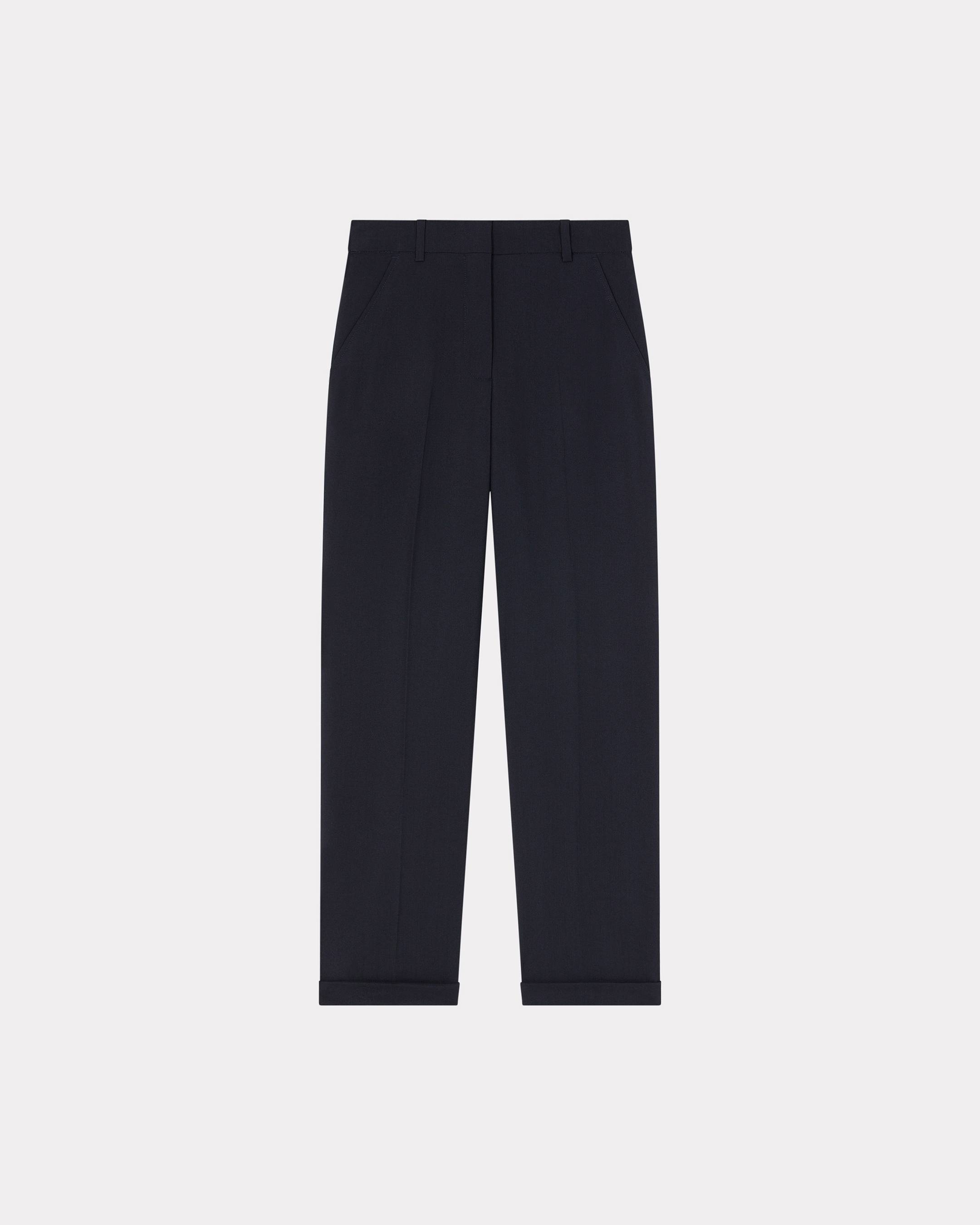 KENZO Tailored Pants In Virgin Wool Dark Blue Womens - Size 34