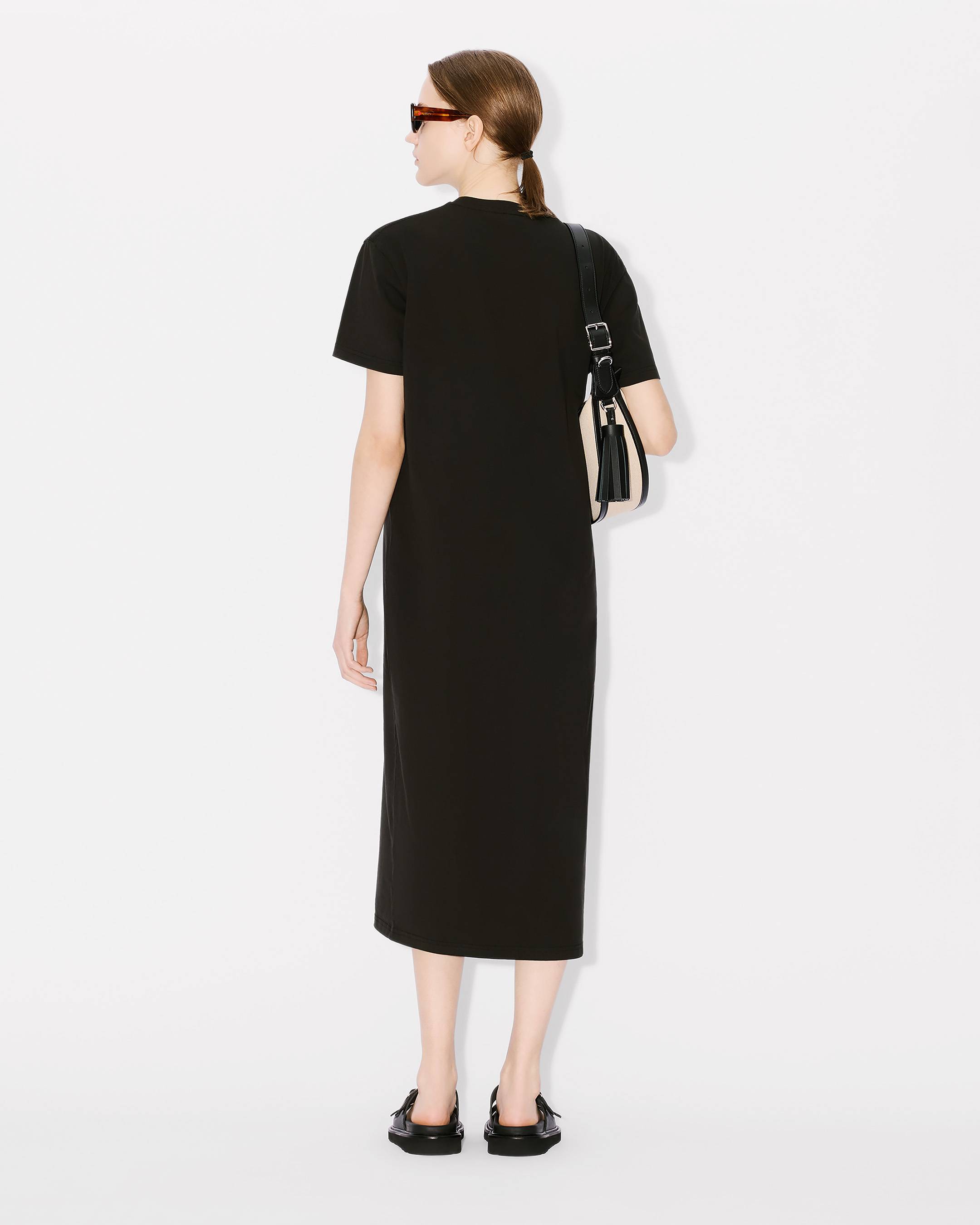 KENZO Boke Flower 2.0 Long Embroidered T shirt Dress Black Womens Size Xs