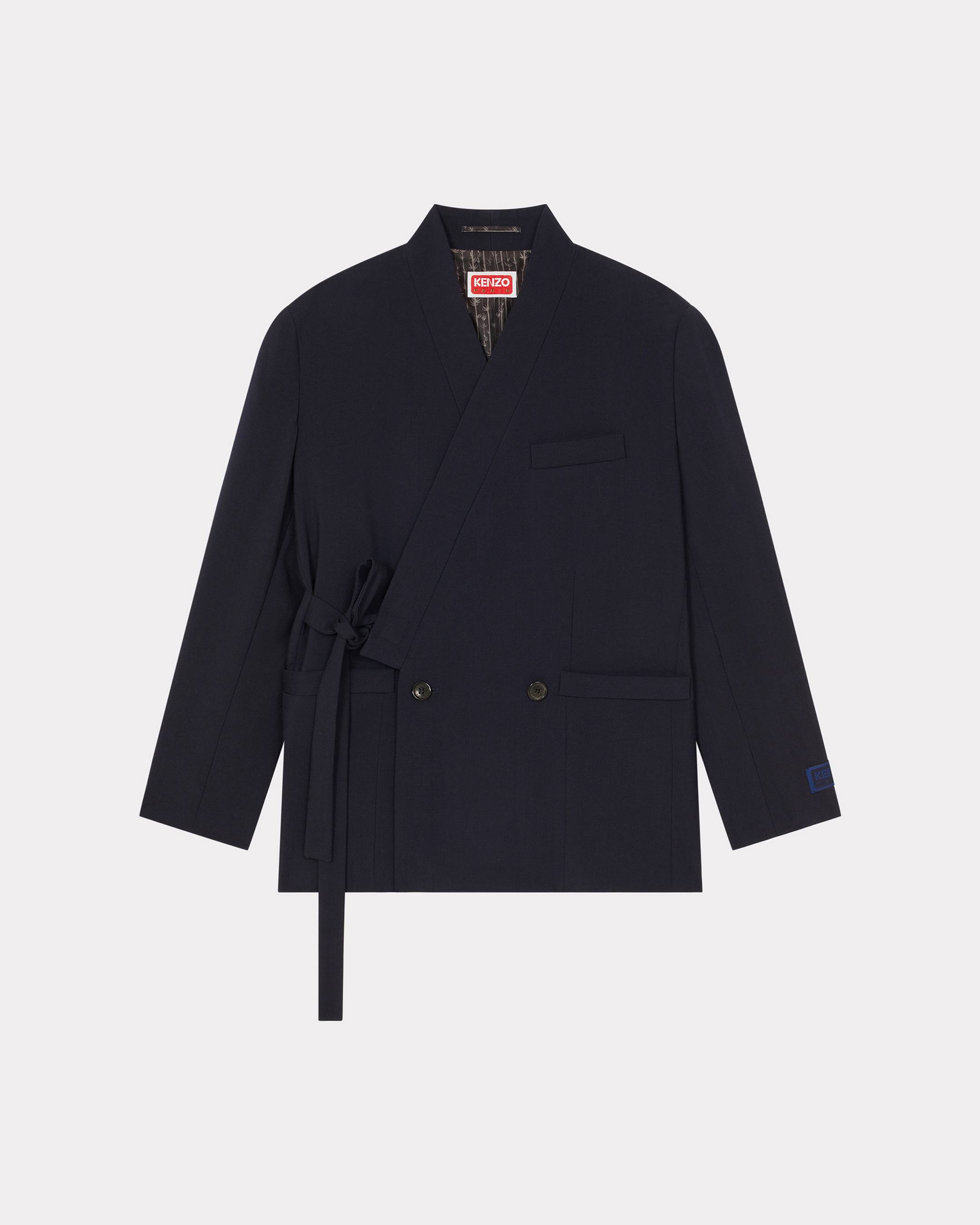 KENZO Kimono Blazer , Woman, Dark Blue, Size 40, Wool