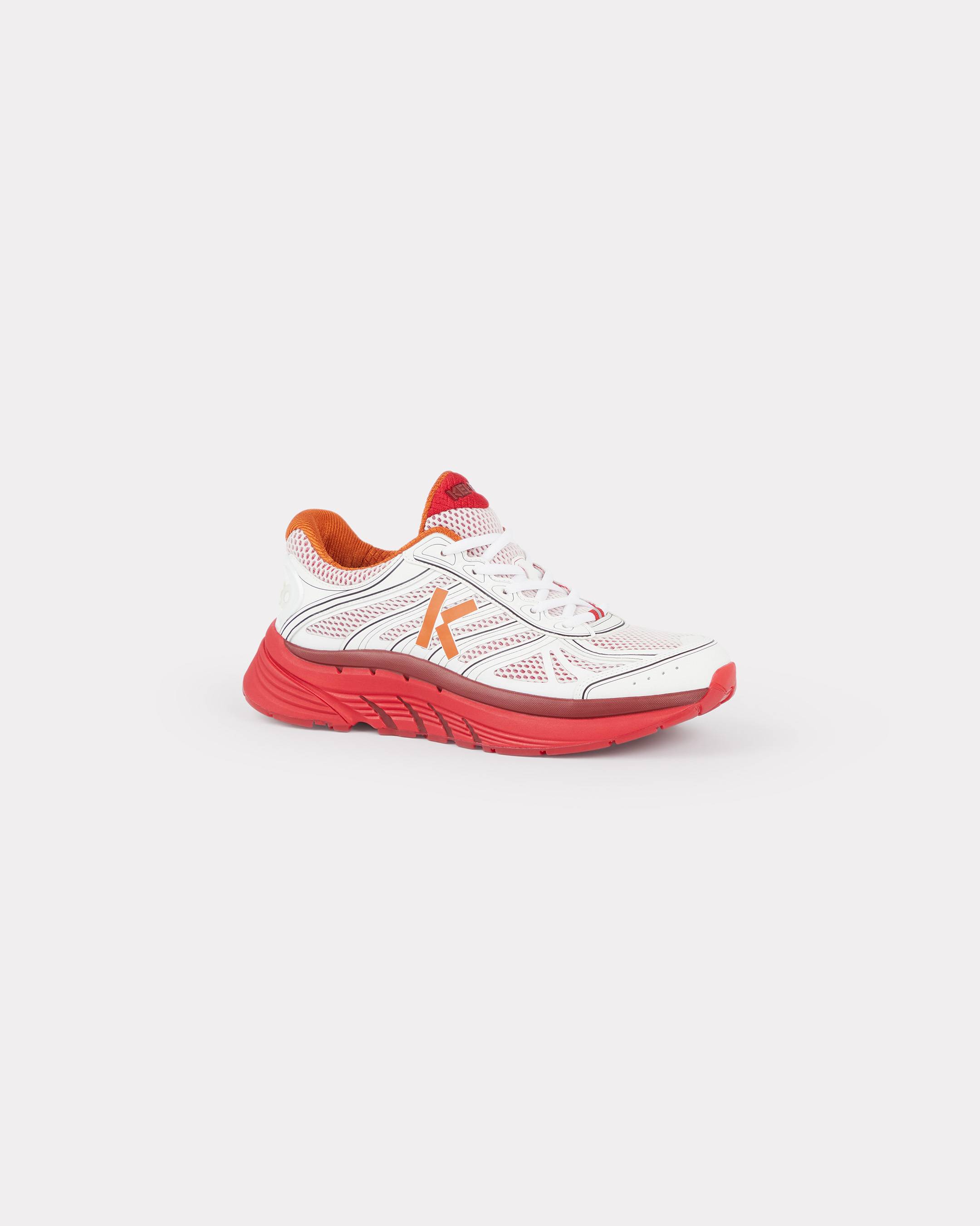 Kenzo Chunky Sole Mesh Panelled Low Top Sneakers In Red