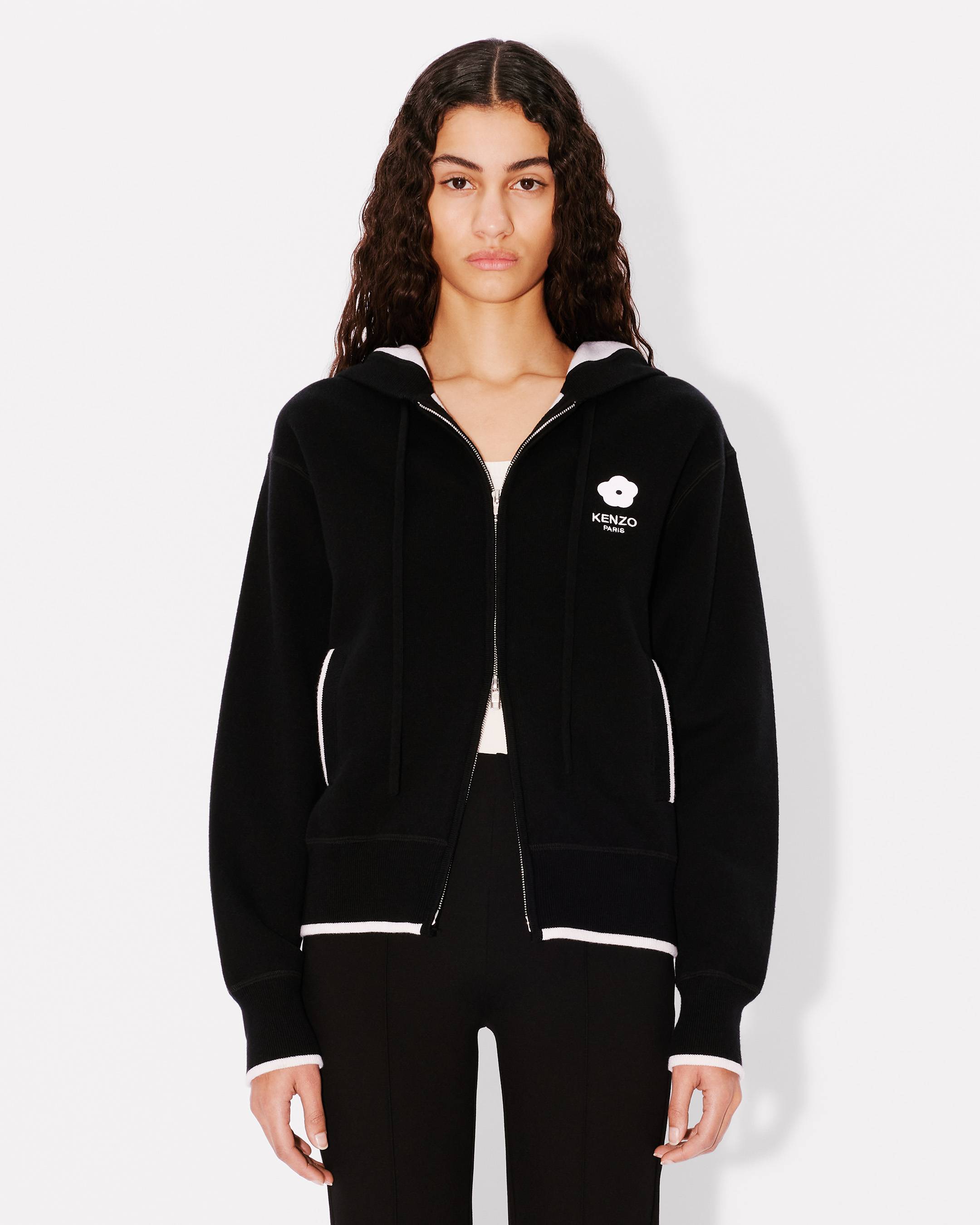 Boke Flower 2.0' embroidered zipped hoodie in wool and