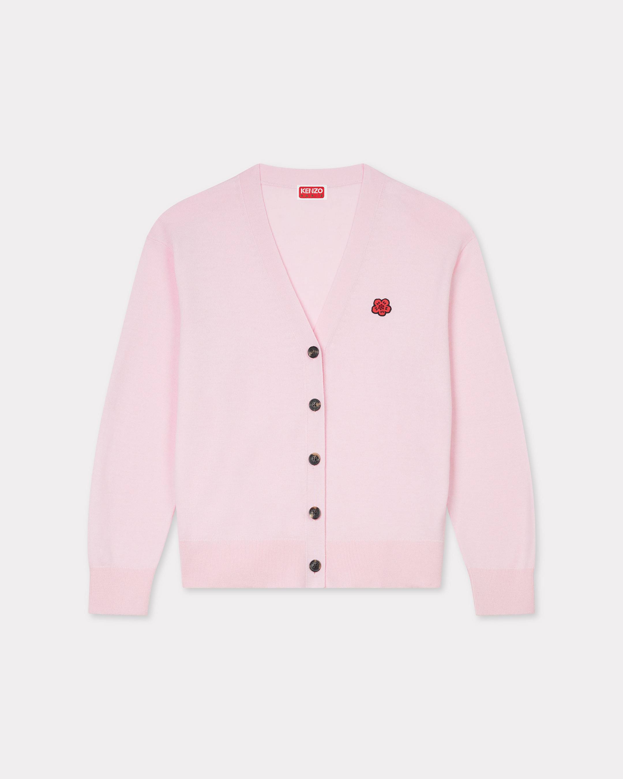 KENZO 'Boke Flower' Embroidered Vneck Cardigan In Wool Faded Pink Womens - Size S