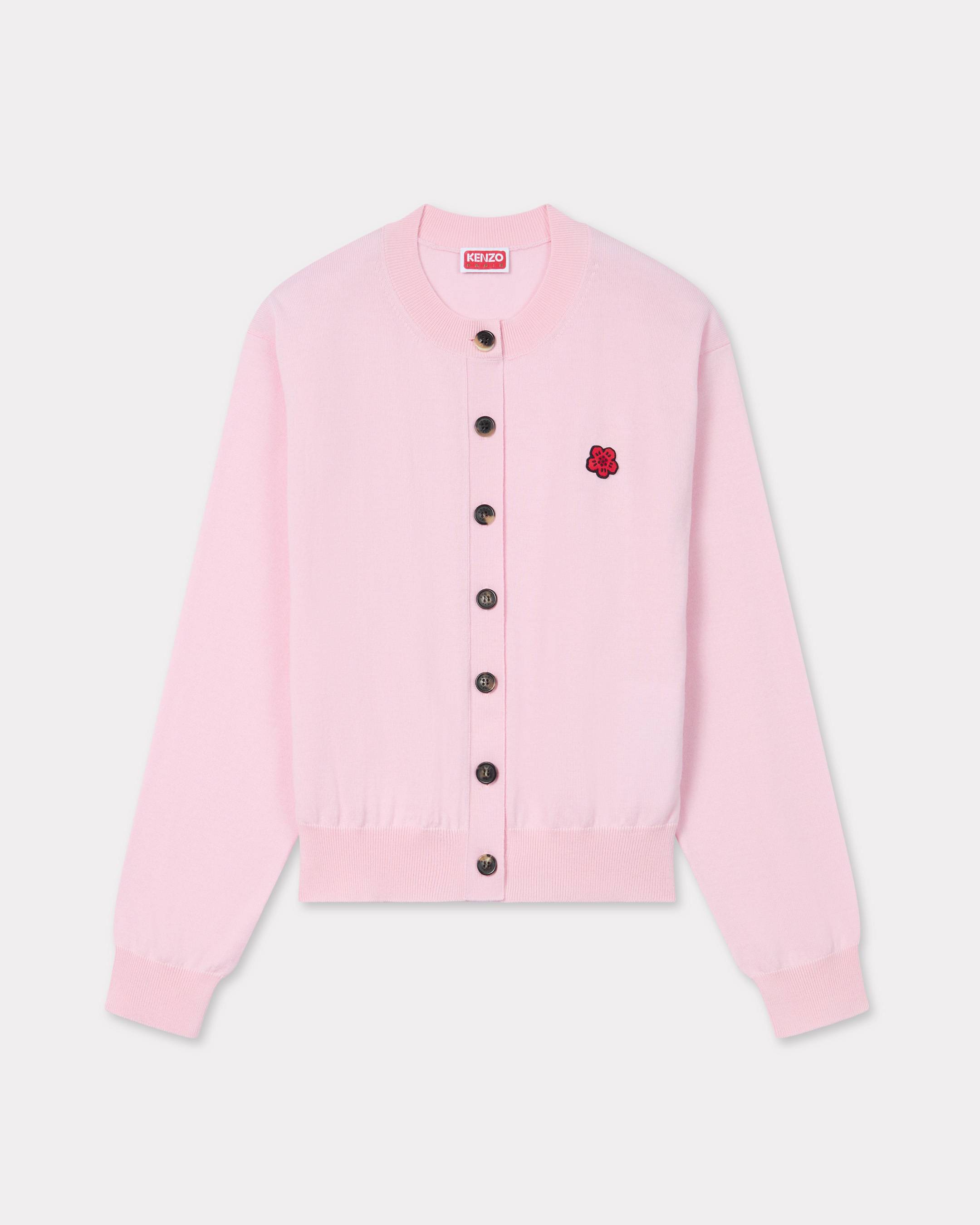 KENZO 'Boke Flower' Embroidered Crewneck Cardigan In Wool, Woman, Faded Pink, Size L, Wool