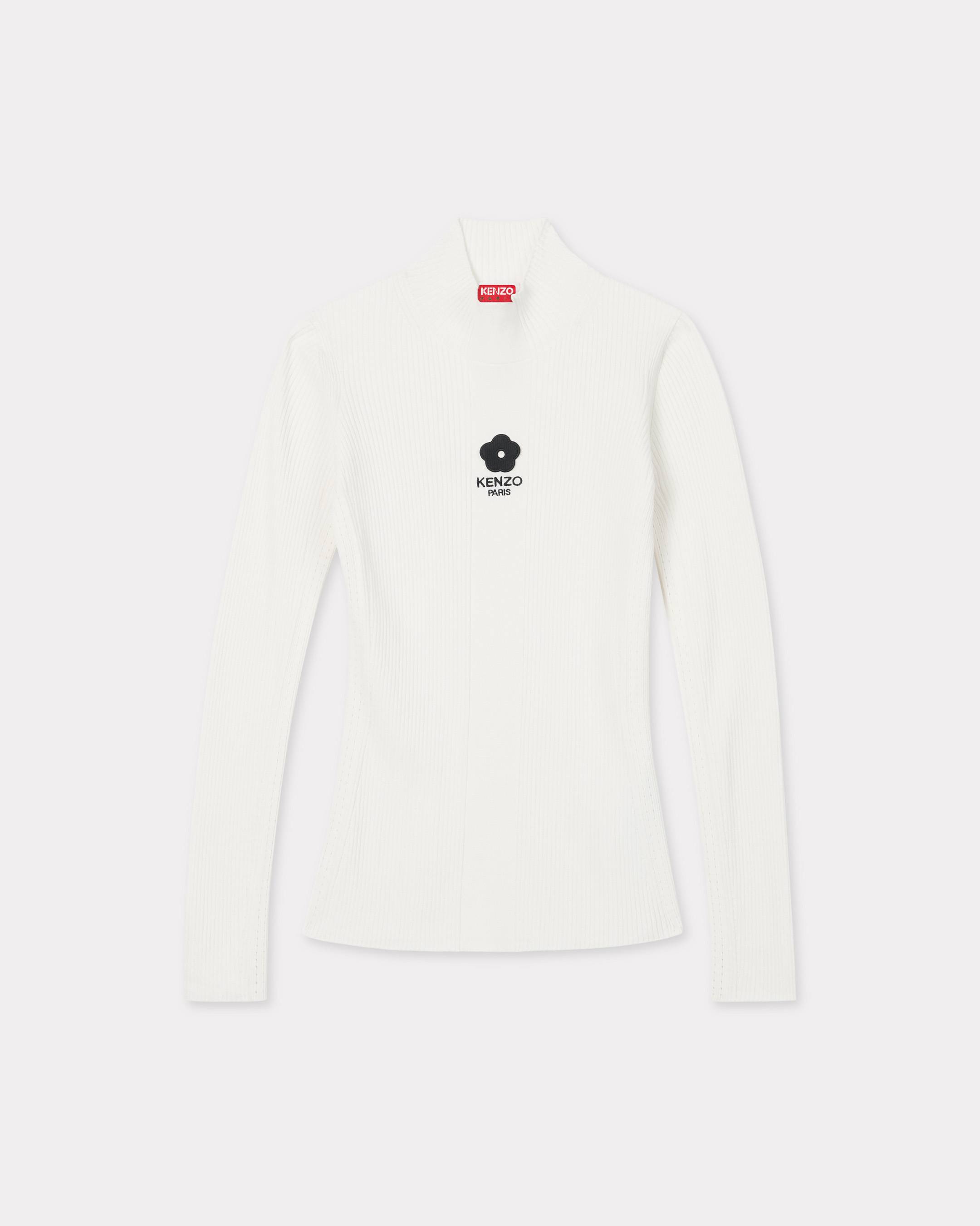 KENZO 'Boke Flower 2.0' Embroidered Rib-knit Long-sleeve Top White Womens - Size L