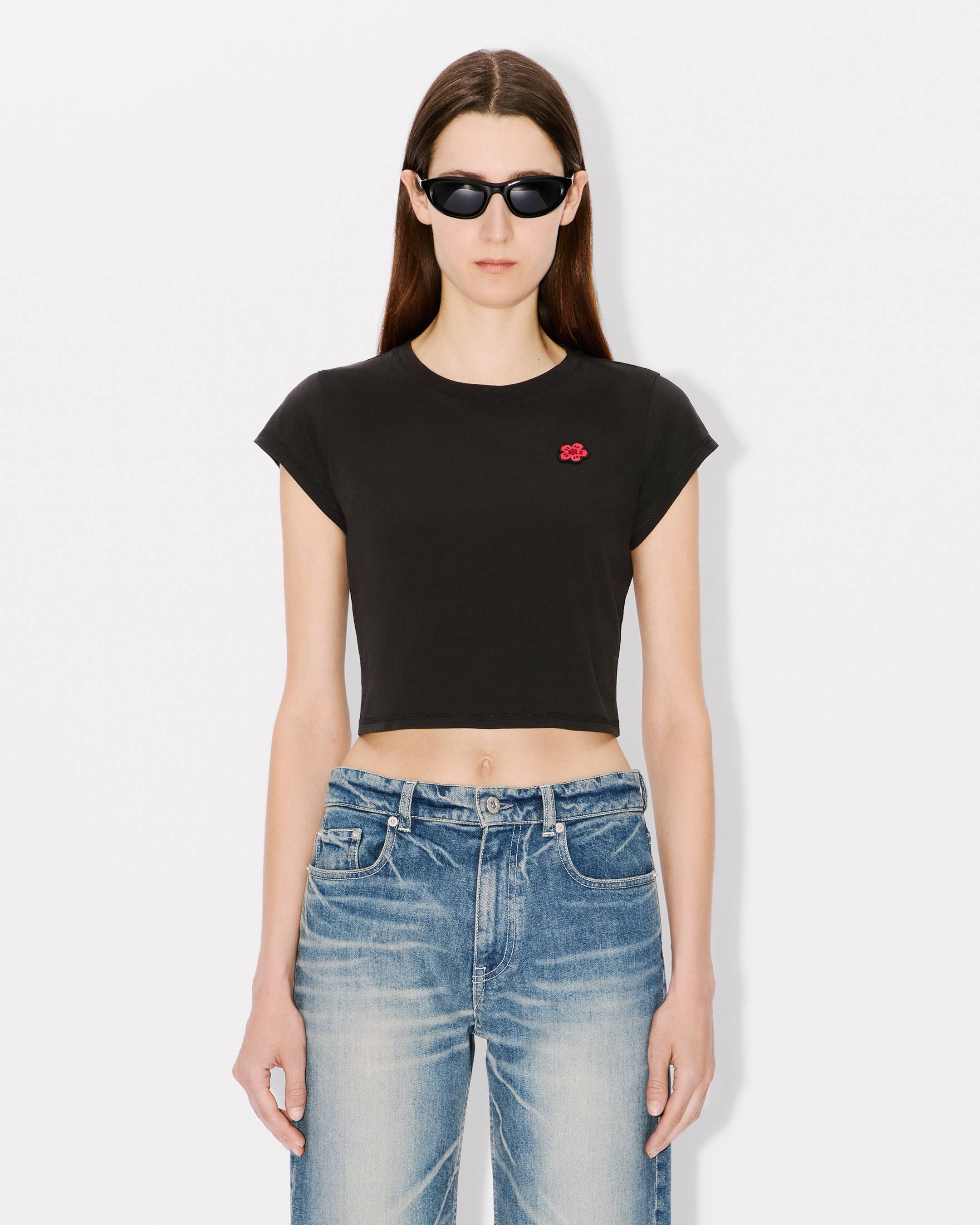 Boke Flower' cropped embroidered T-shirt in cotton | Women's | KENZO