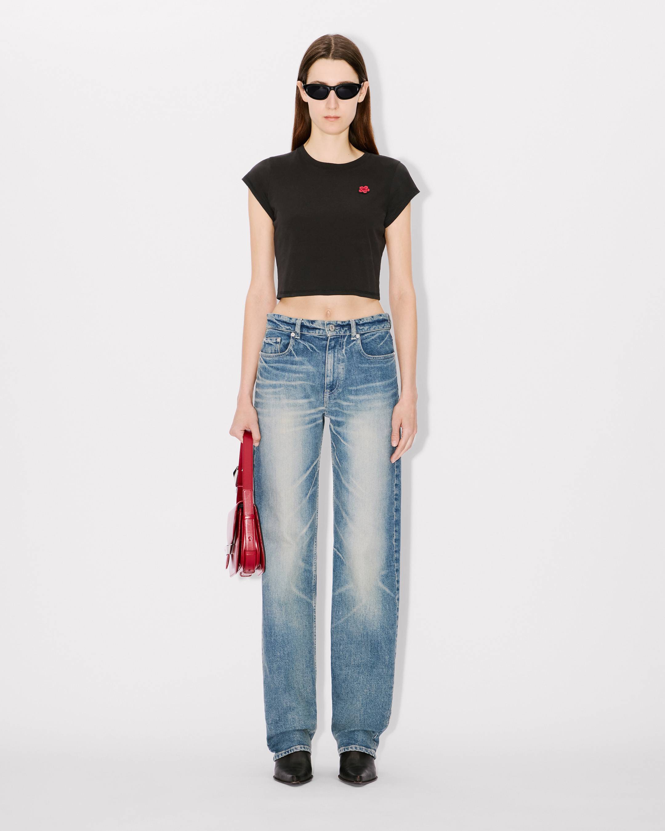 Boke Flower' cropped embroidered T-shirt in cotton | Women's