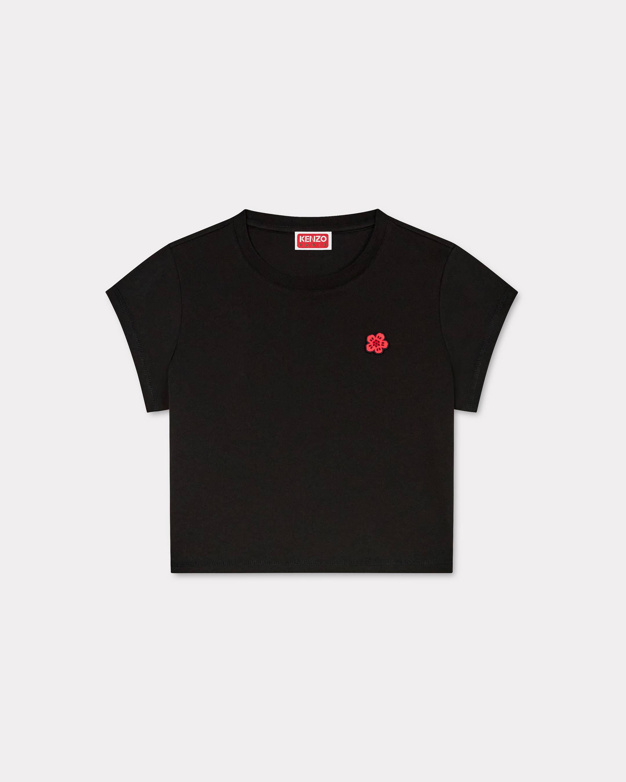 KENZO 'Boke Flower' Cropped Embroidered T-shirt , Woman, Black, Size Xl, Cotton