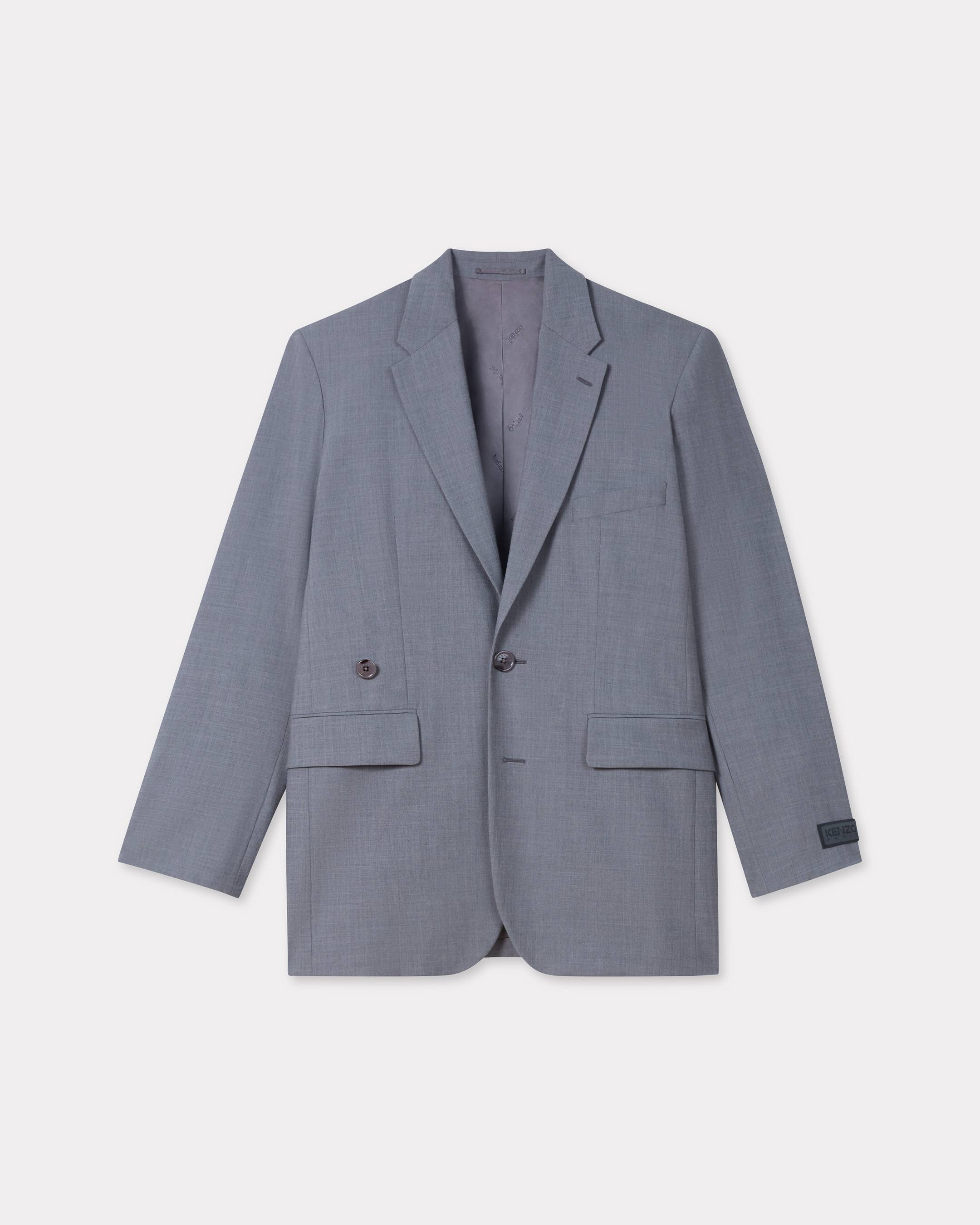 KENZO Oversized Kimono Blazer In Virgin Wool Stone Grey - Womens Size 32