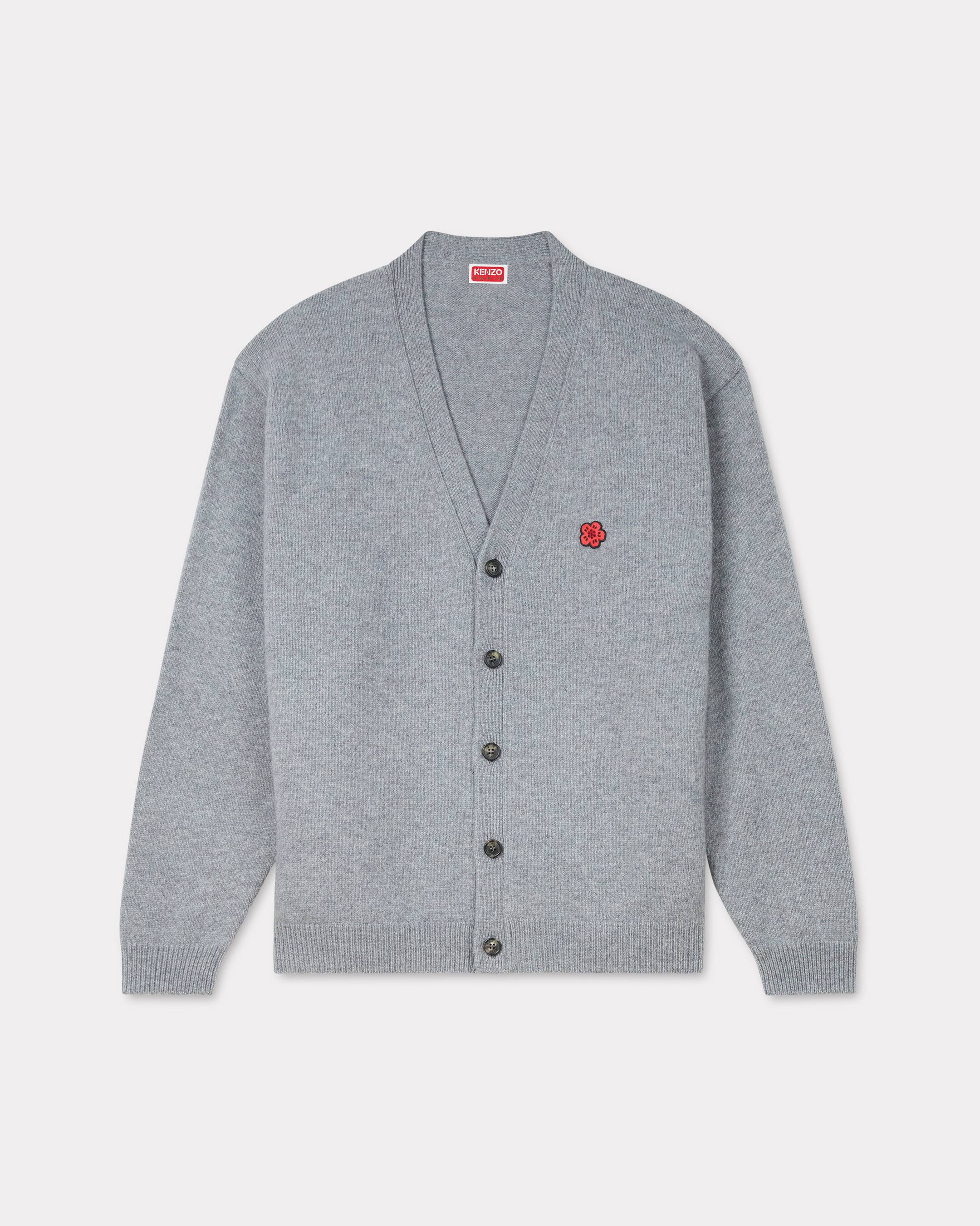 KENZO 'Boke Flower' Embroidered Cardigan In Wool, Man, Misty Gray, Size L, Wool