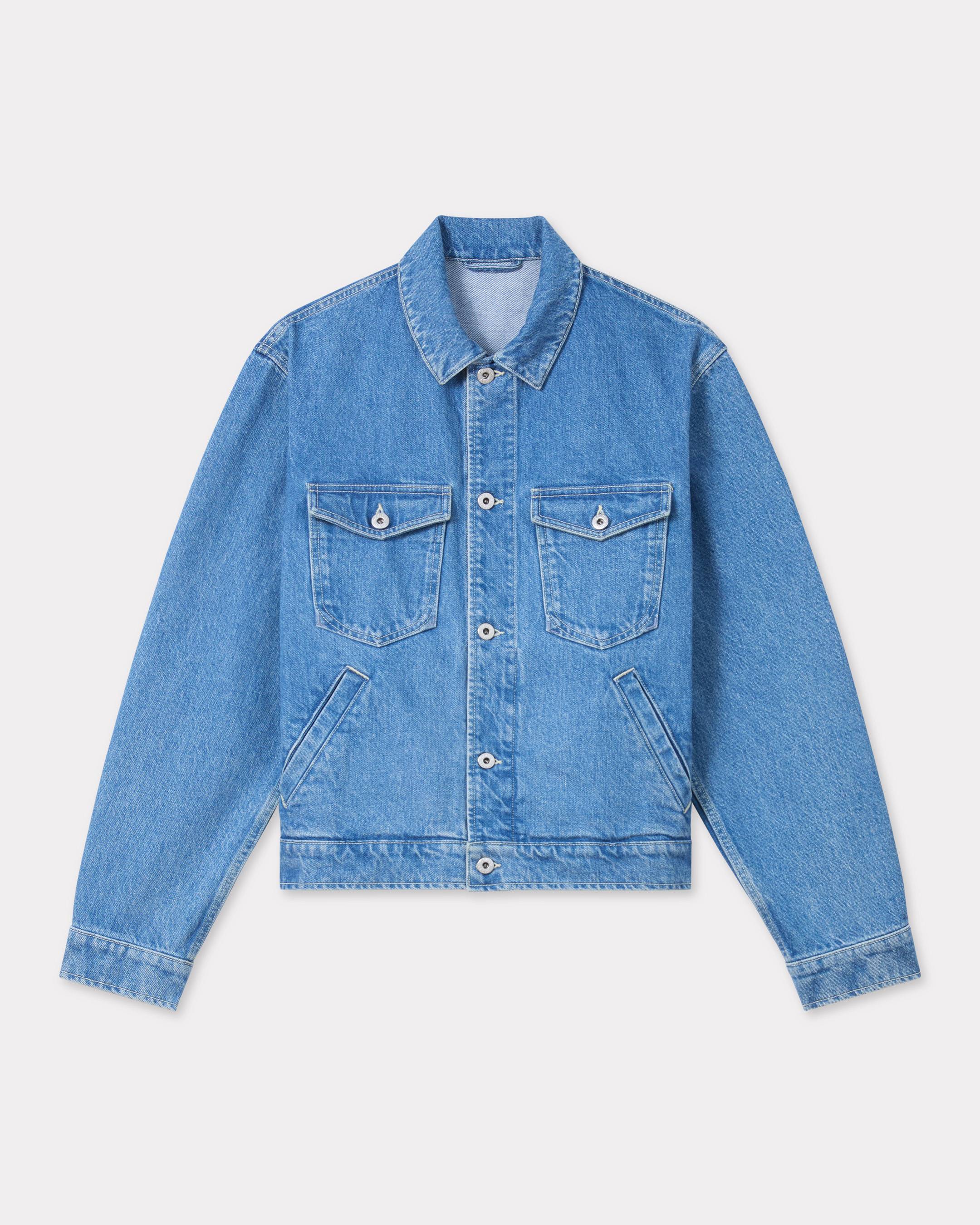 KENZO 'Boke Flower' Embroidered Trucker Jacket In Japanese Denim, Man, Stone Bleached Blue Size M, Denim