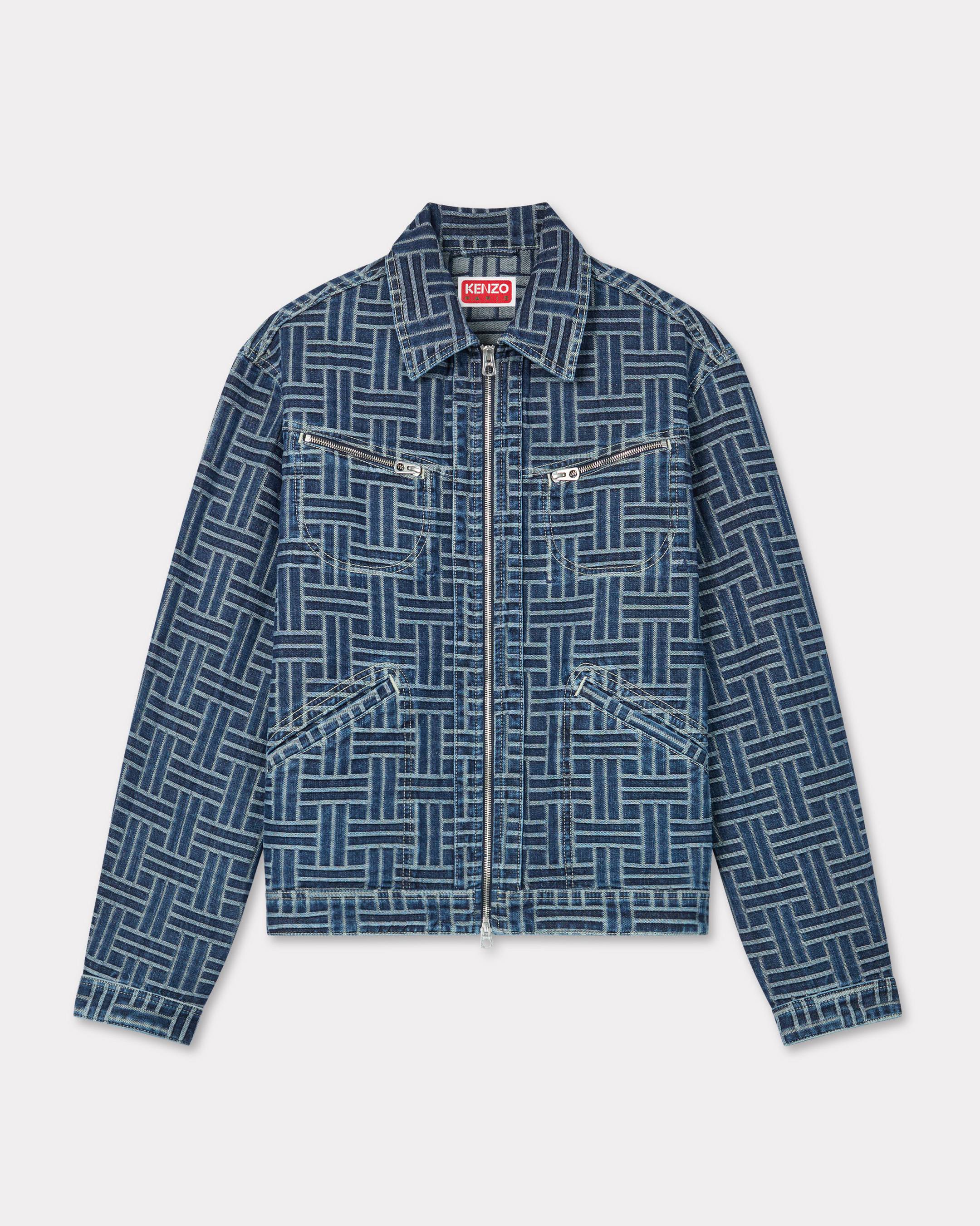 KENZO Veste Trucker 'KENZO Weave' En Denim Japonais, Homme, Dark Stone Blue Denim, L