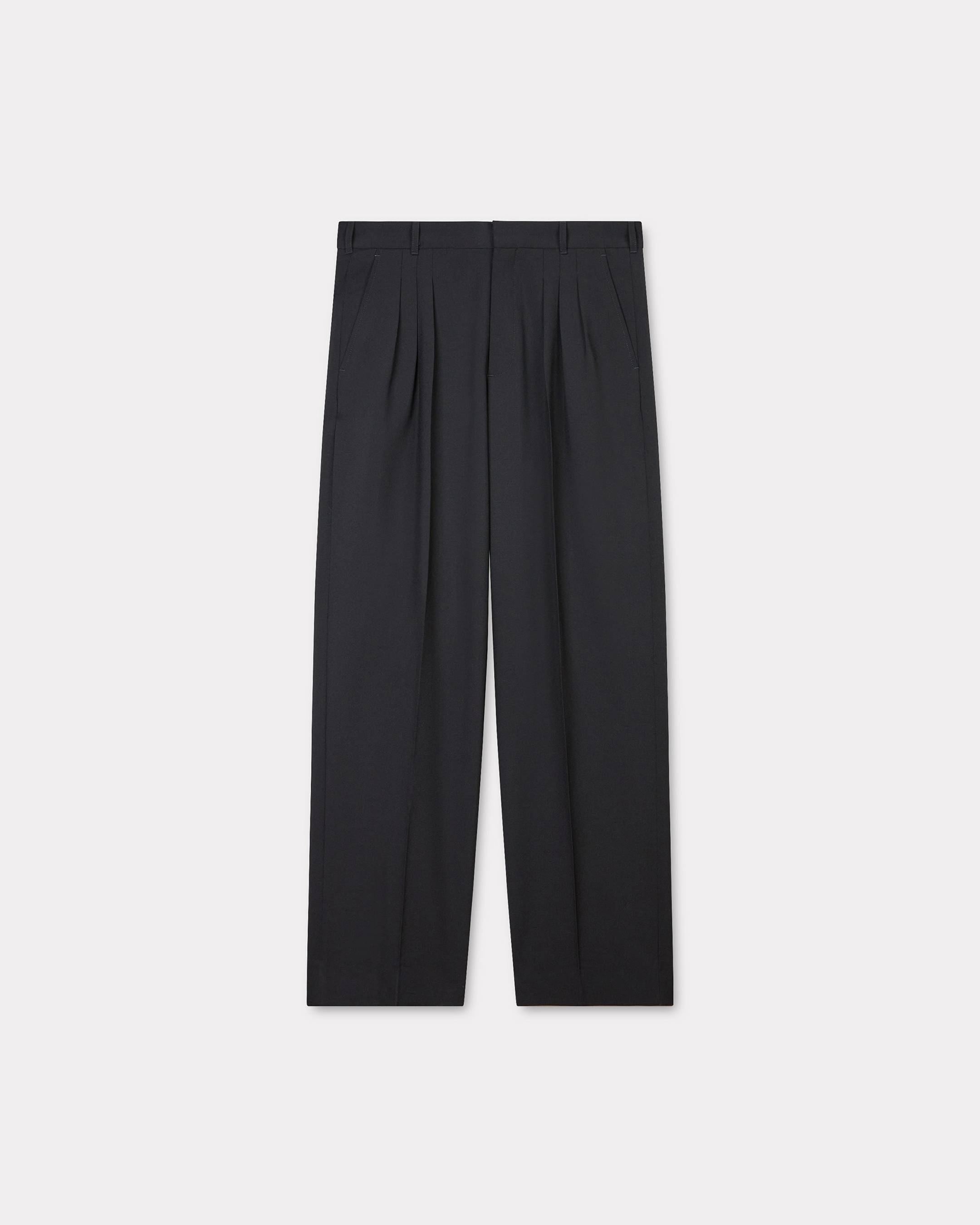 KENZO Pleated Tailored Pants In Virgin Wool Black Mens - Size 40