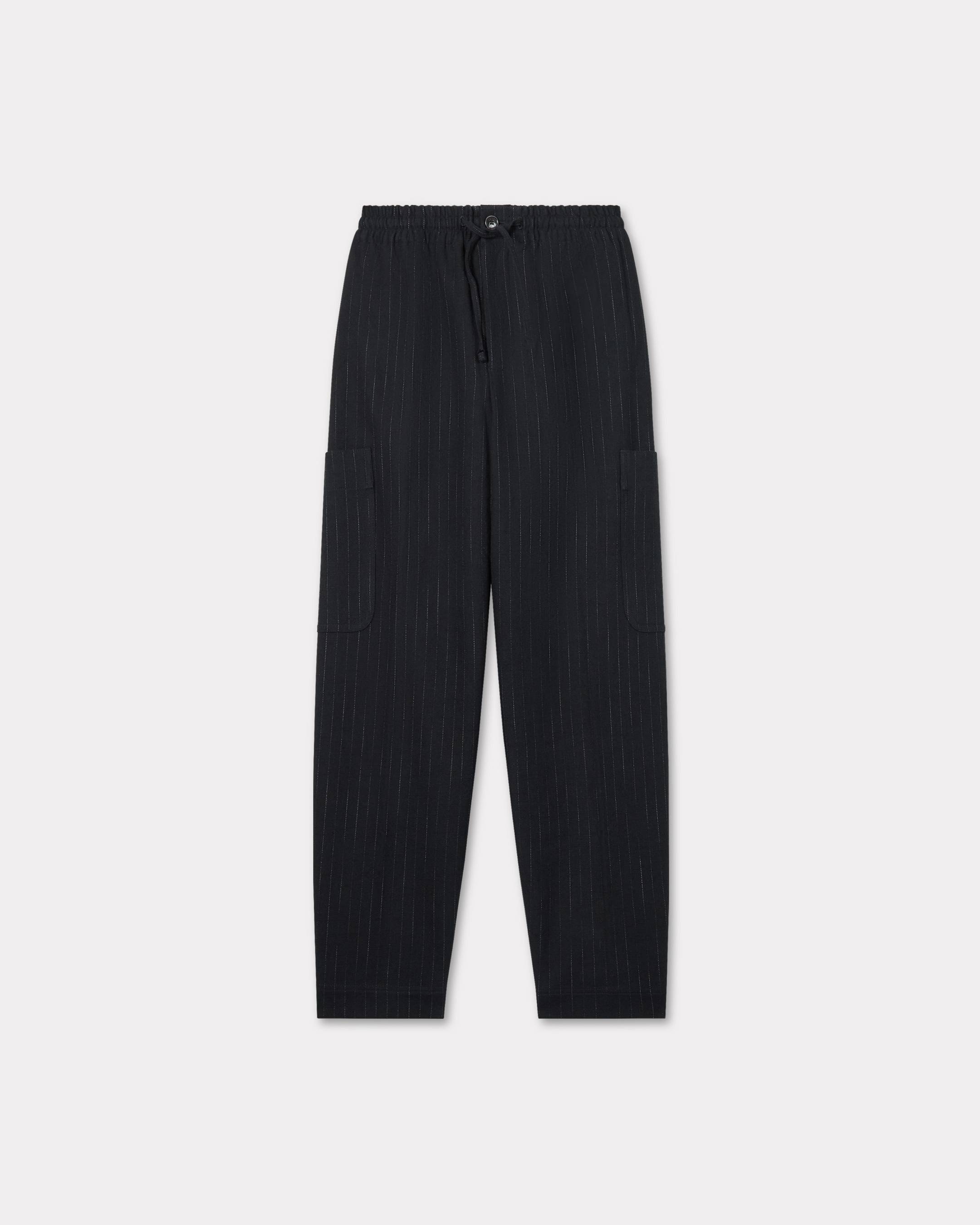 KENZO Striped Cargo Jogging Pants, Man, Black, Size Xl, Cotton/wool/polyamide/polyester/viscose