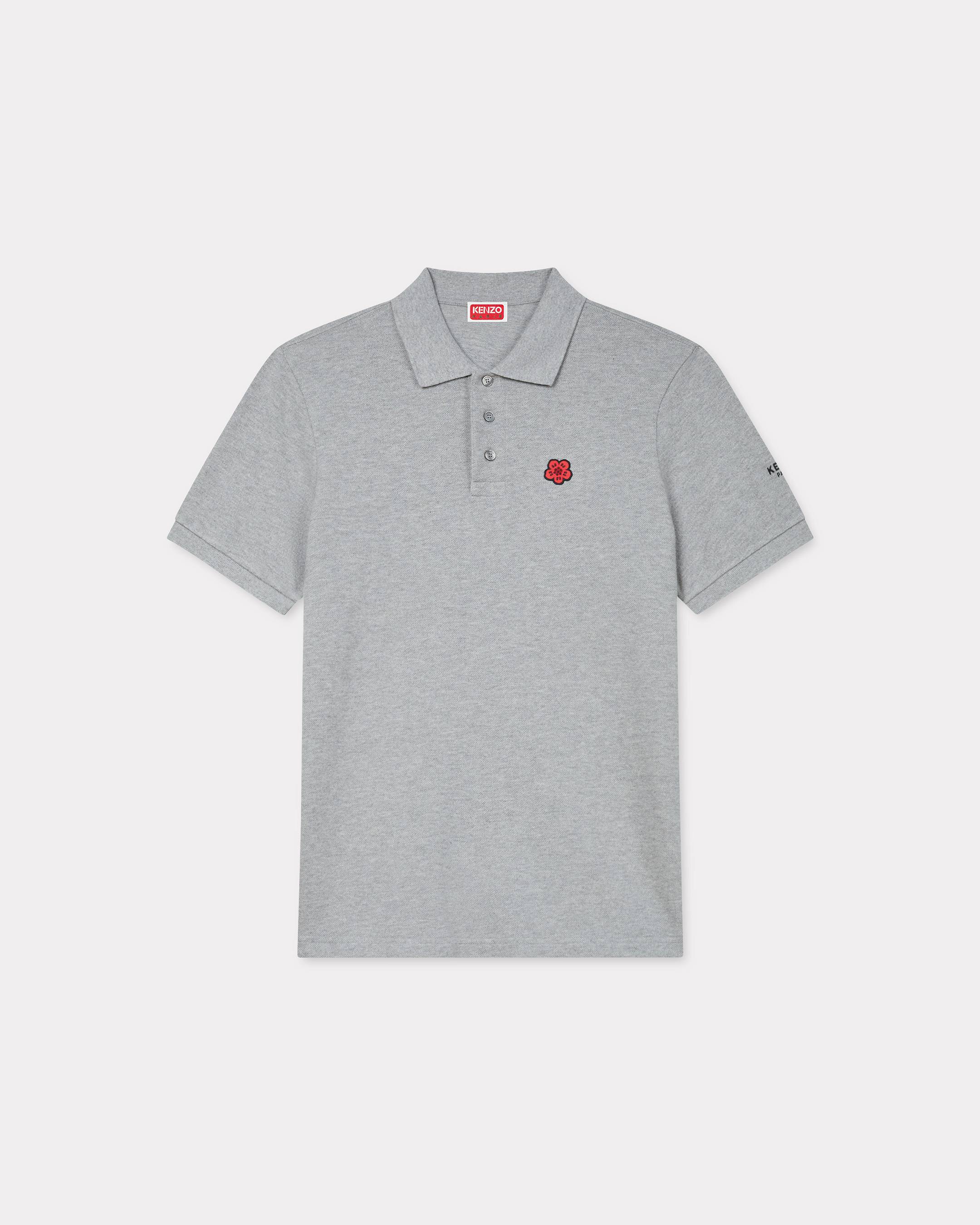 KENZO 'Boke Flower' Embroidered Slim Polo , Man, Pearl Gray, Size L, Cotton