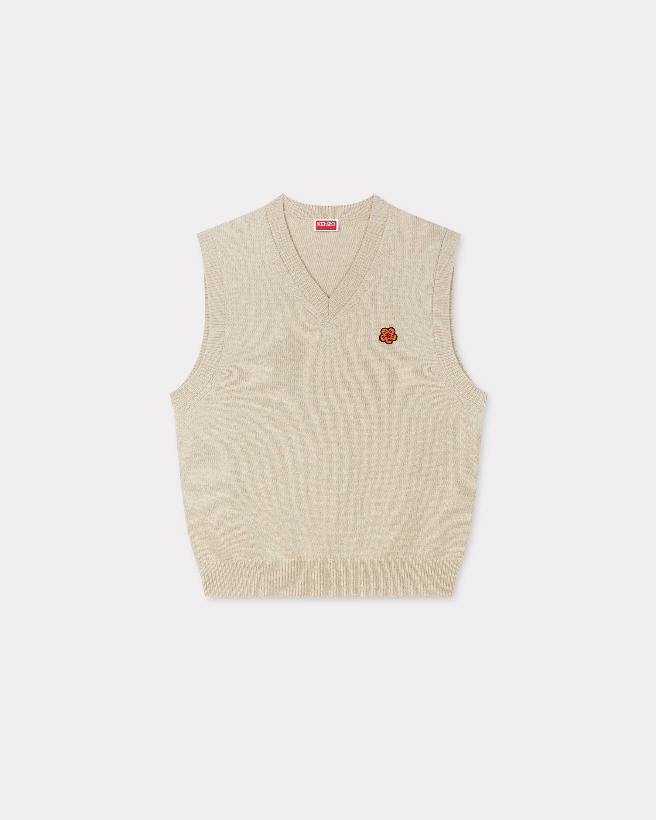 KENZO 'Boke Flower' Embroidered Sleeveless Sweater In Wool , Man, Beige, Size L,
