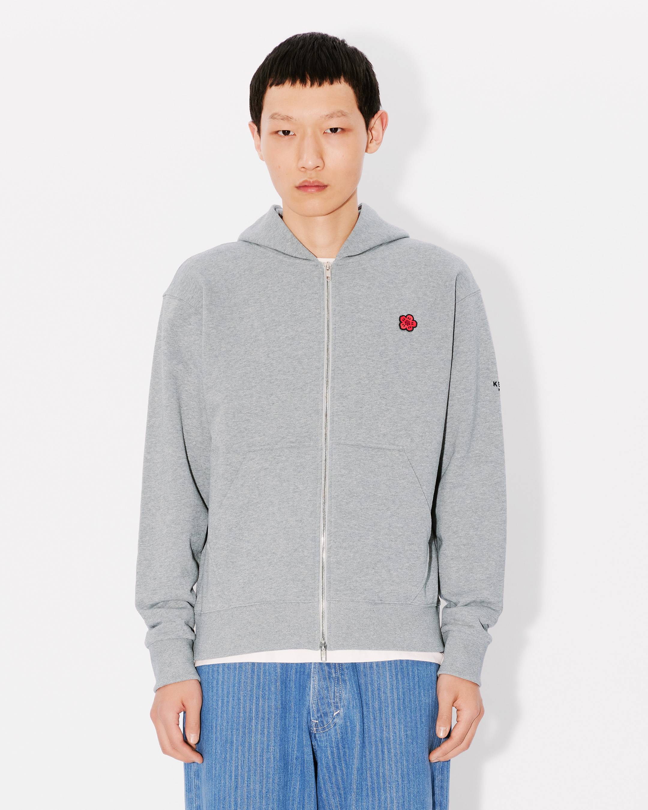 ★KENZO★ Bokeh Flower Full Zip-Up Hood Pearl Gray FE65SW225 Boke Flower' embroidered zipped hoodie in cotton | Men's | KENZO