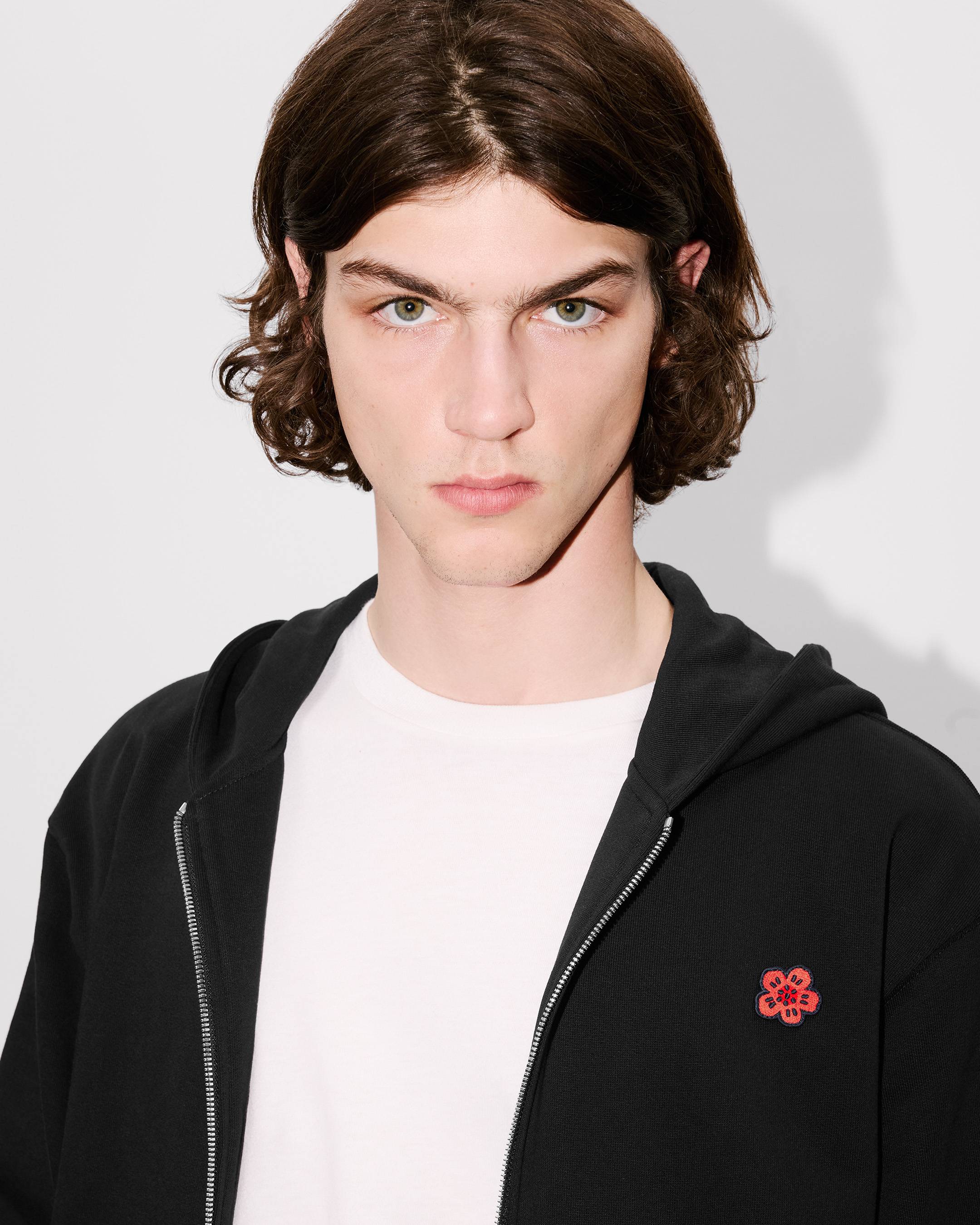 Boke Flower' embroidered zipped hoodie in cotton | Men's | KENZO