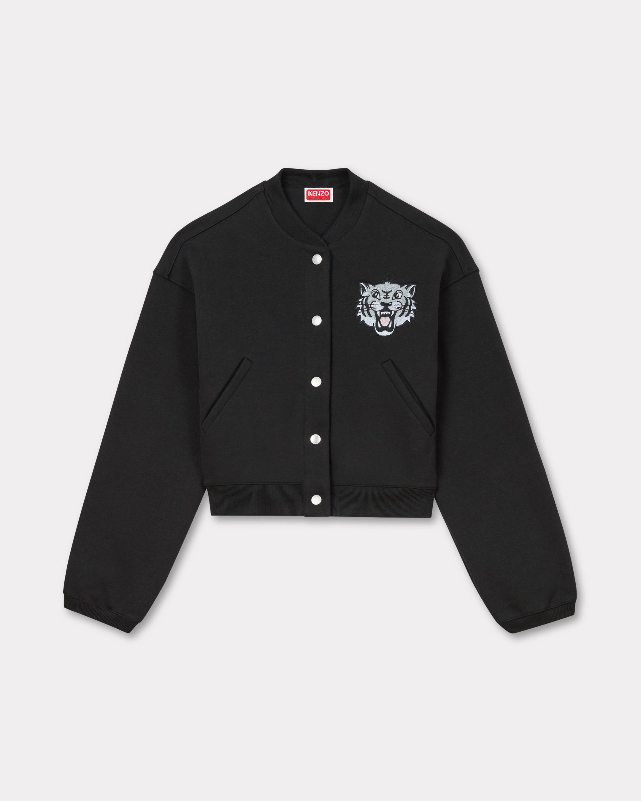 KENZO ' Happy Tiger' Embroidered Teddy Jacket, Woman, Black, Size S, Cotton/elastane