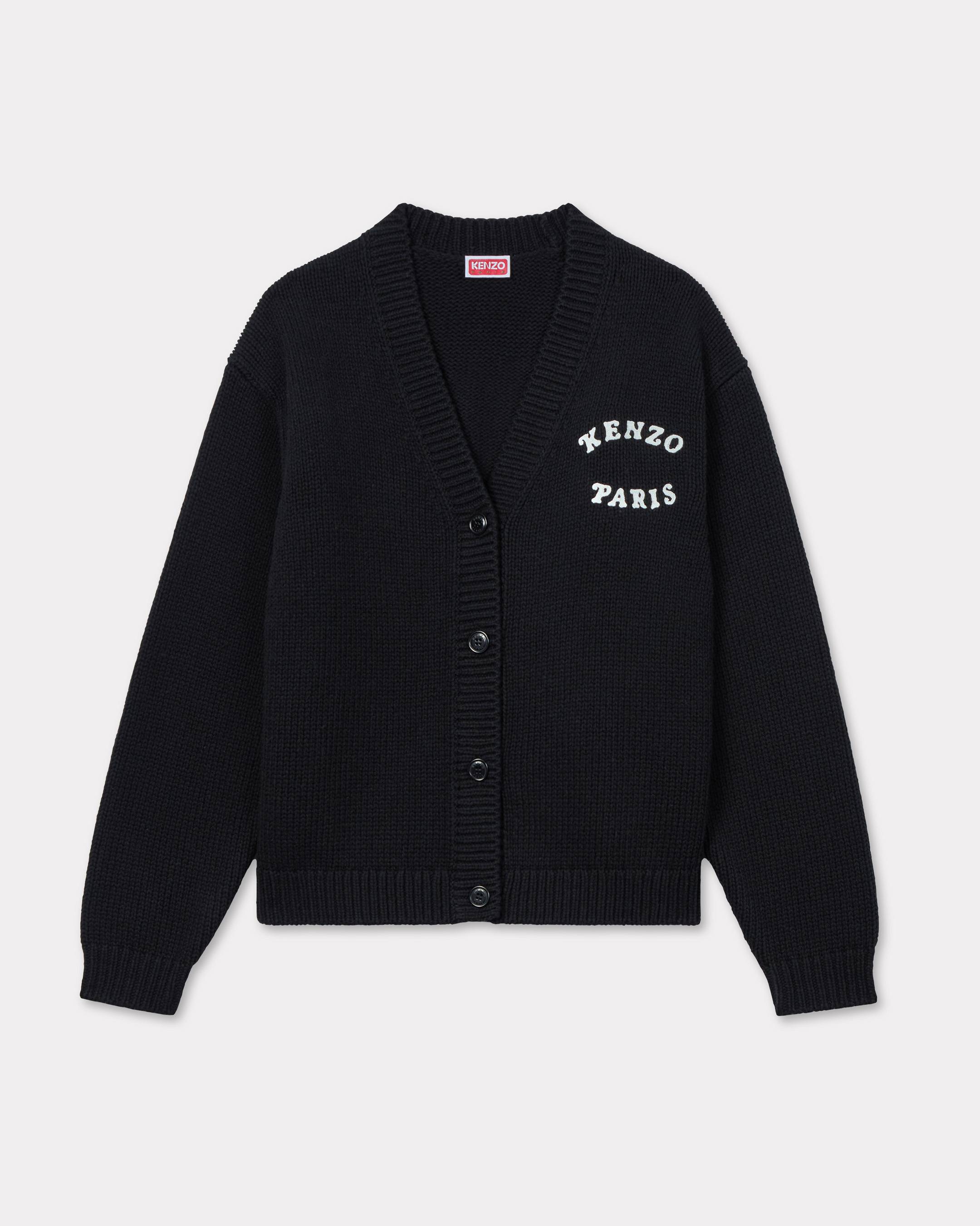 KENZO 'Verdy Market' Embroidered Knitted Cardigan In Wool And Cotton, Woman, Black, Size M, Cotton