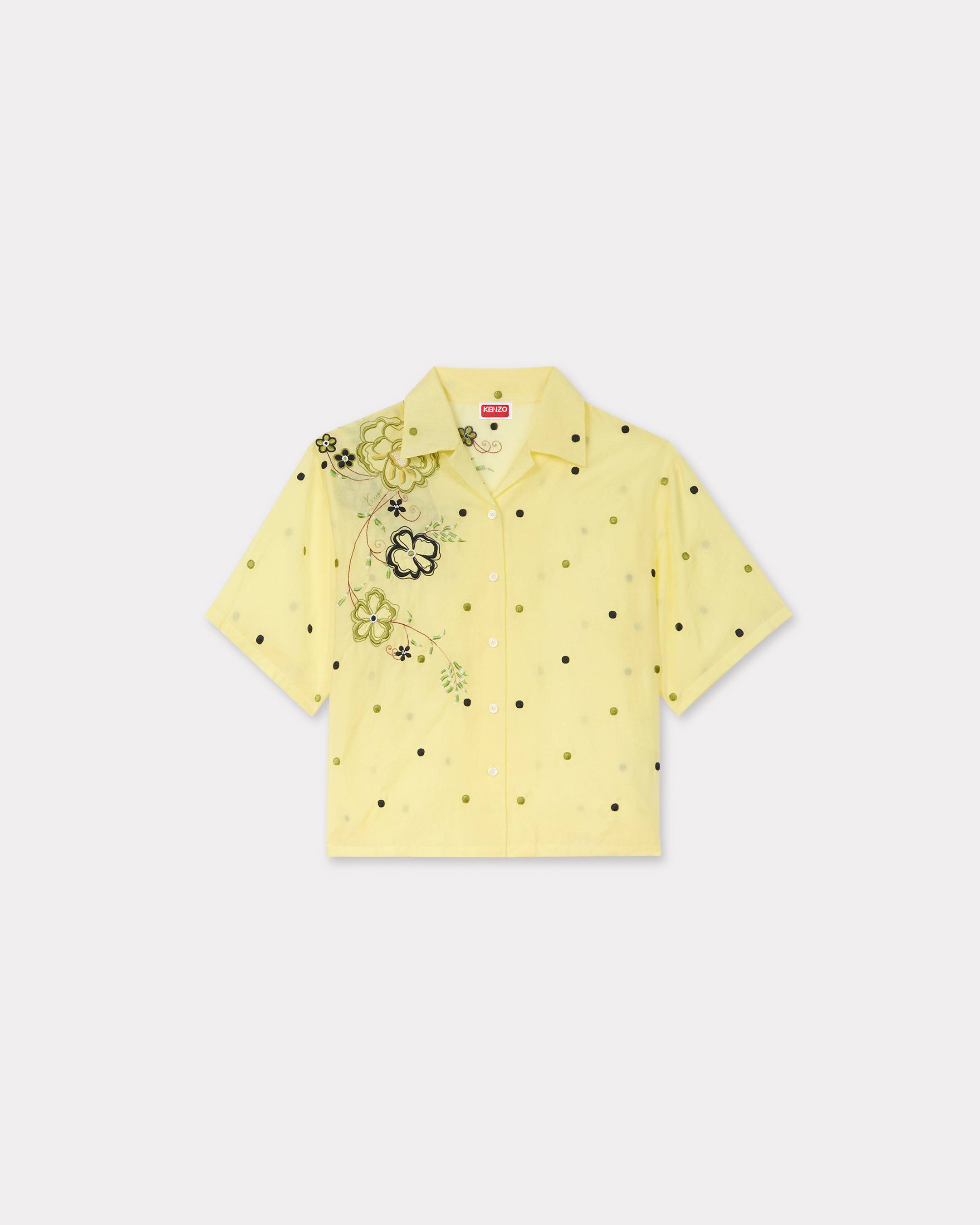 KENZO 'Kenzo Peonies' Embroidered Hawaiian Shirt Vanilla Womens - Size 36