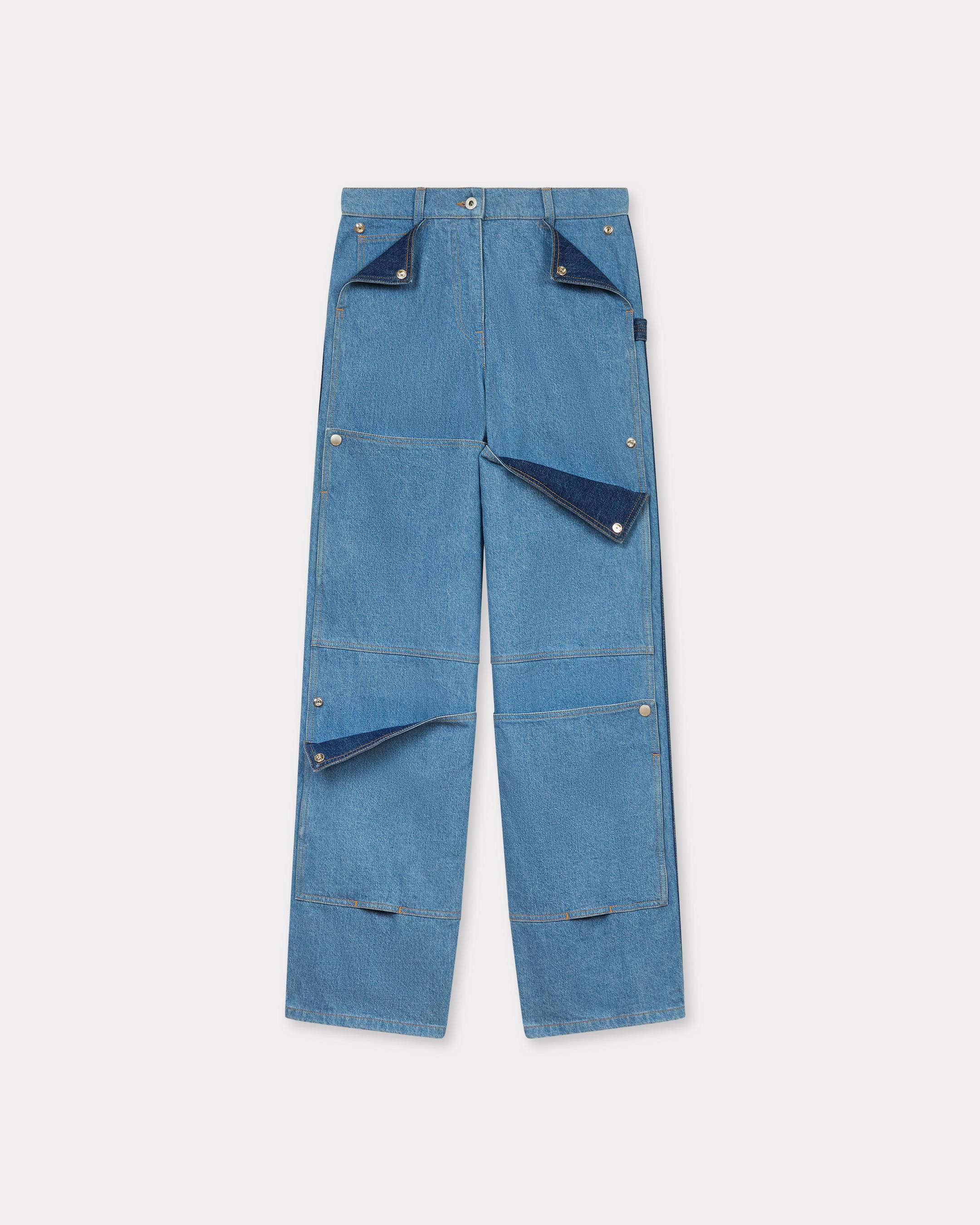デニム・ジーパン KENZO Woman Jeans Gnawed Blue FD62DP2156B4 DB Multipocket cargo jeans in japanese denim | Women's | KENZO