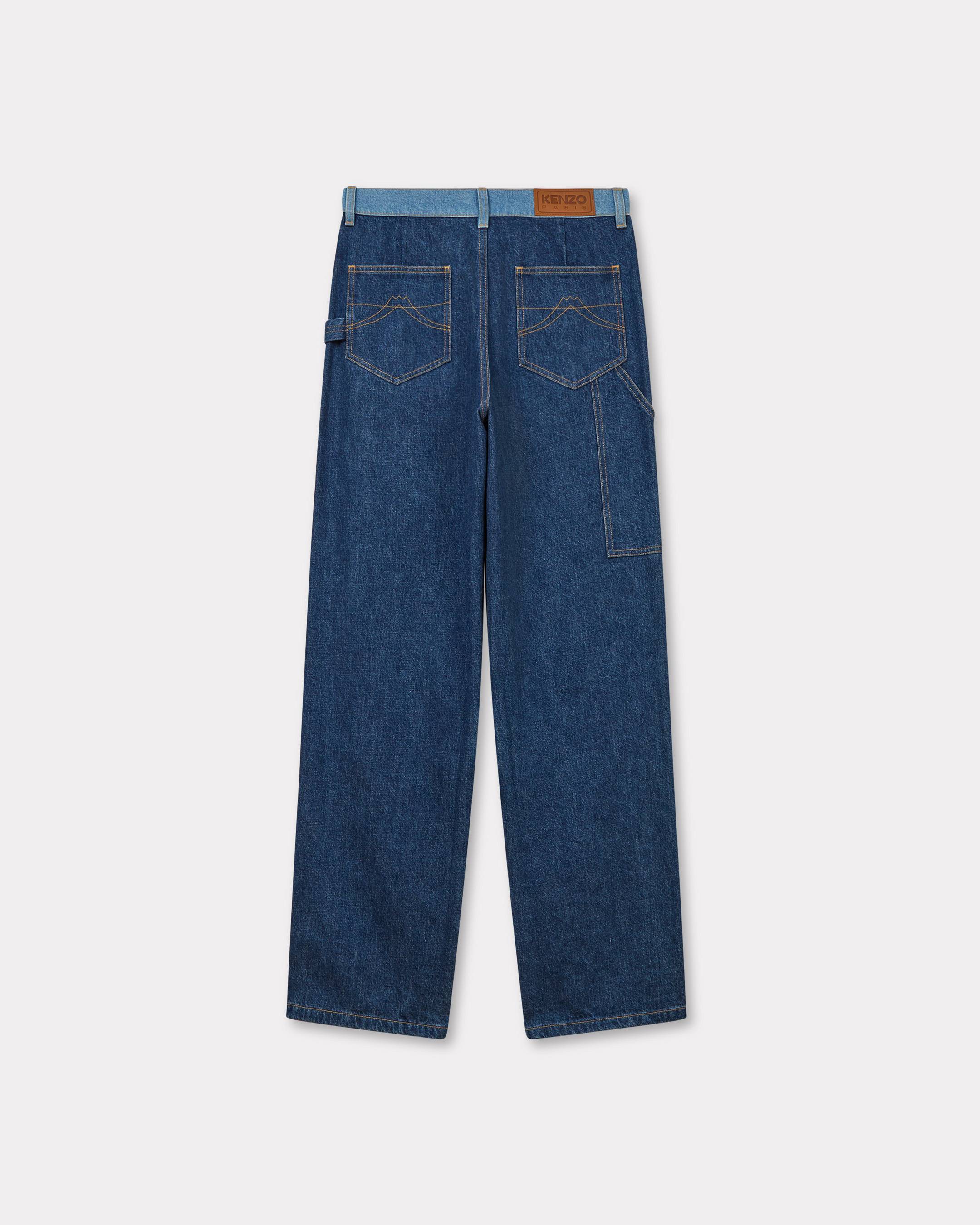 デニム・ジーパン KENZO Women Denim Pants FF52DP2166J4 DB BLUE KENZO Jungle Flower' wide leg pants in cotton | Women's | KENZO