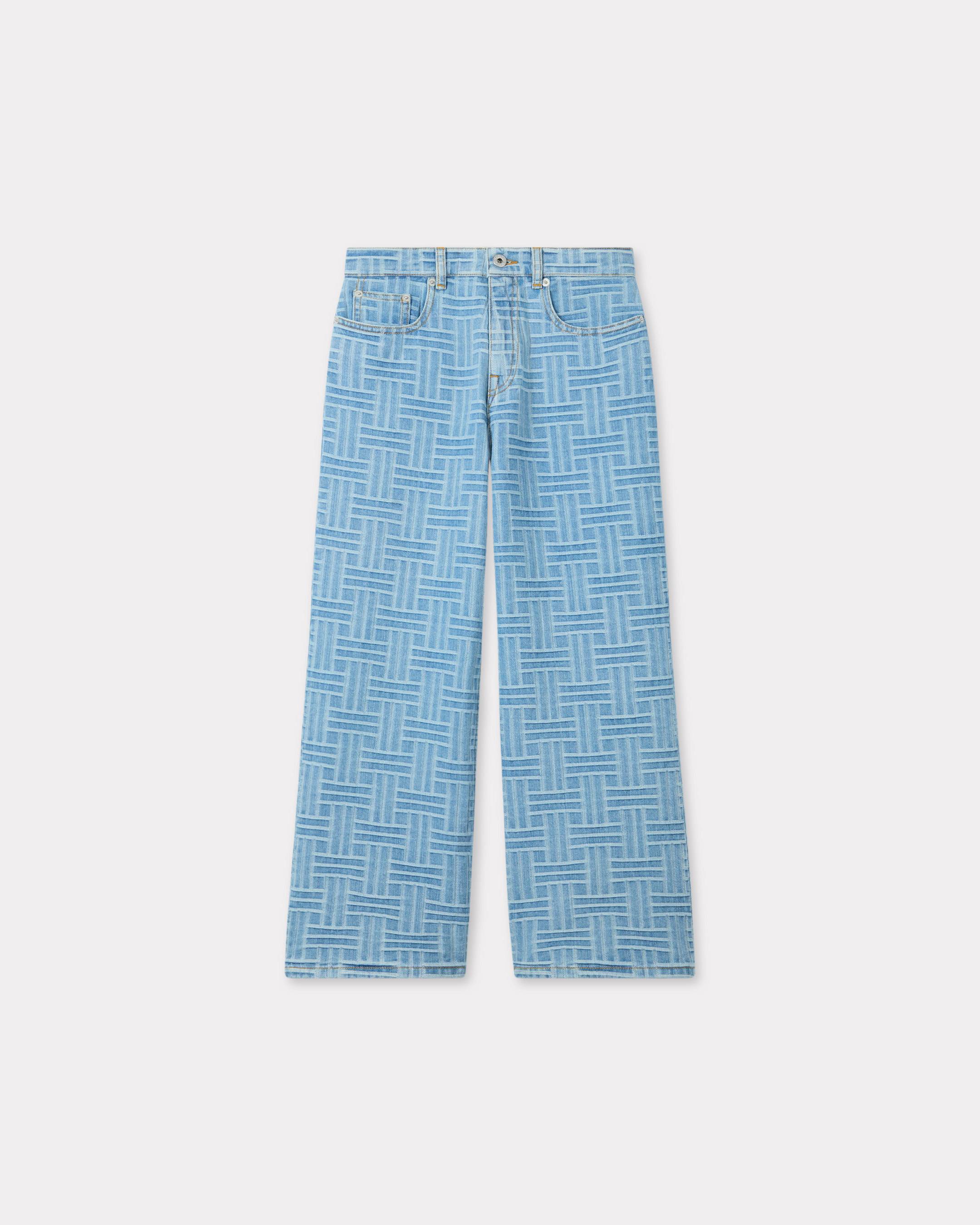 KENZO 'Kenzo Weave' Sumire Cropped Wide Jeans In Japanese Denim Bleached Blue Womens - Size 31