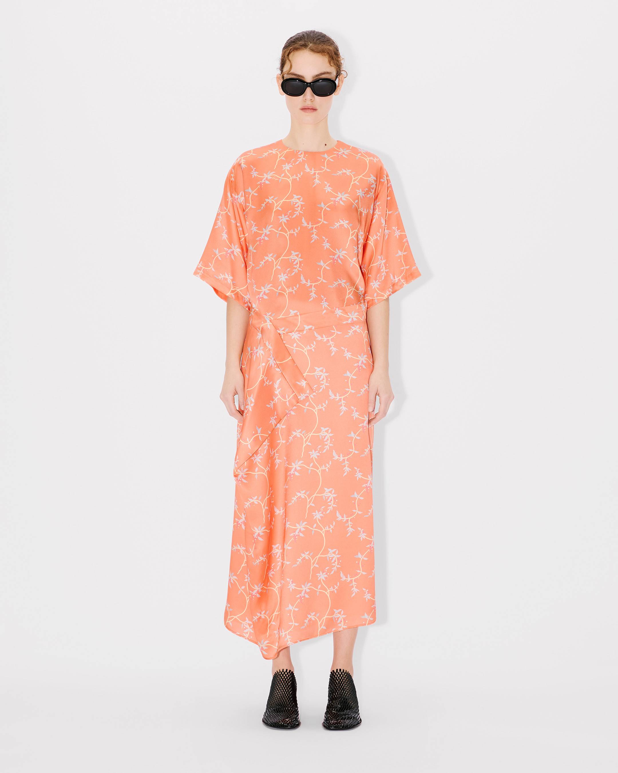 Kenzo 'Kenzo Jungle Flower' Midi Skirt In Silk Yellow - Womens Size One