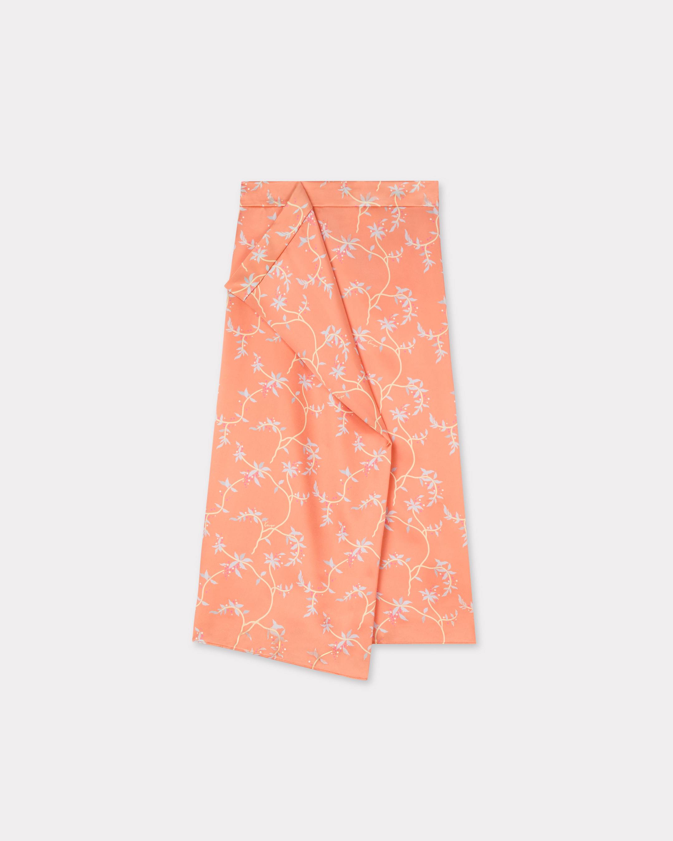 KENZO 'Kenzo Jungle Flower' Midi Skirt In Silk Apricot - Womens One Size