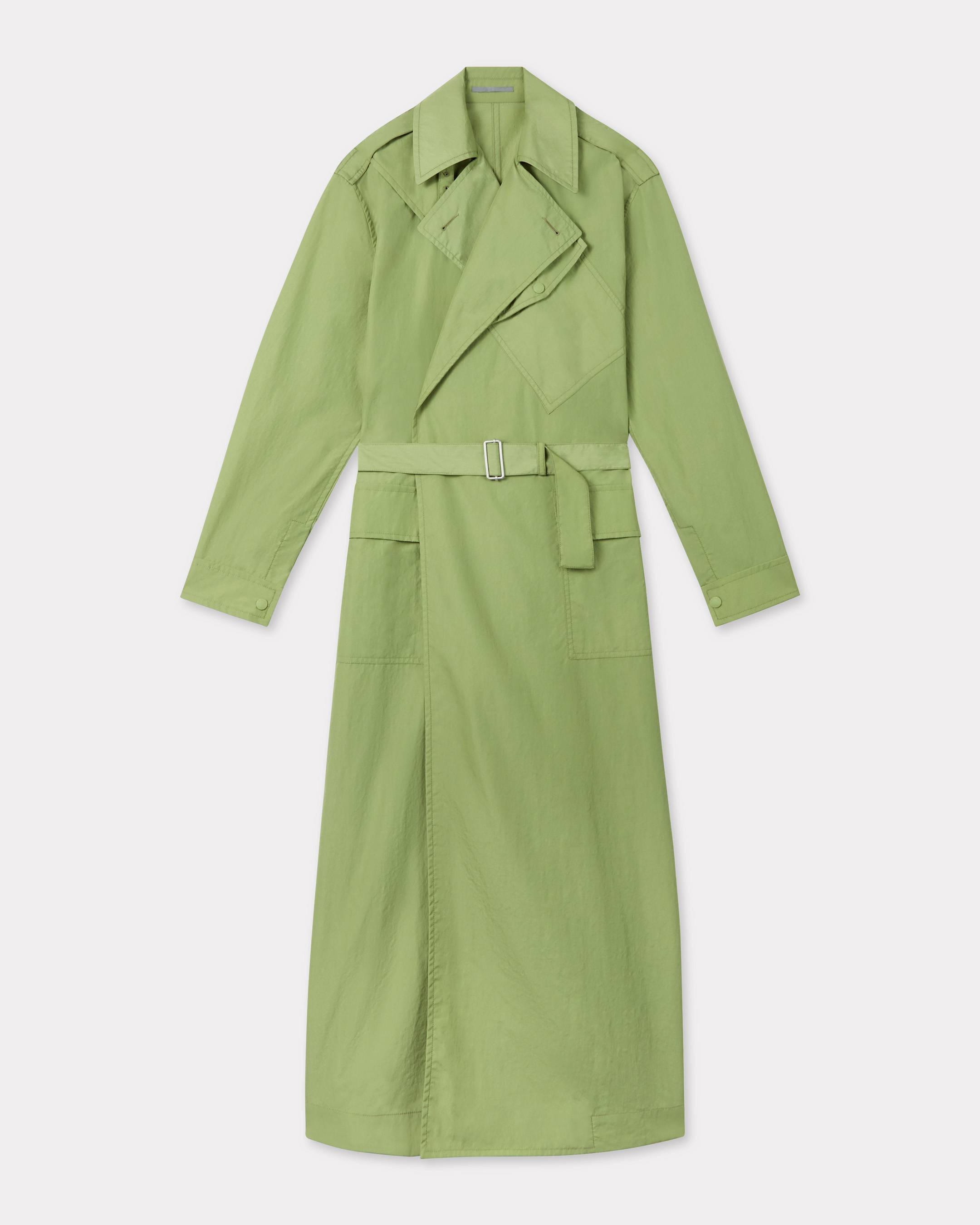 KENZO Long Trench With Kimono Sleeves, Woman, Pale Khaki, Size 36, Polyamide/polyurethane