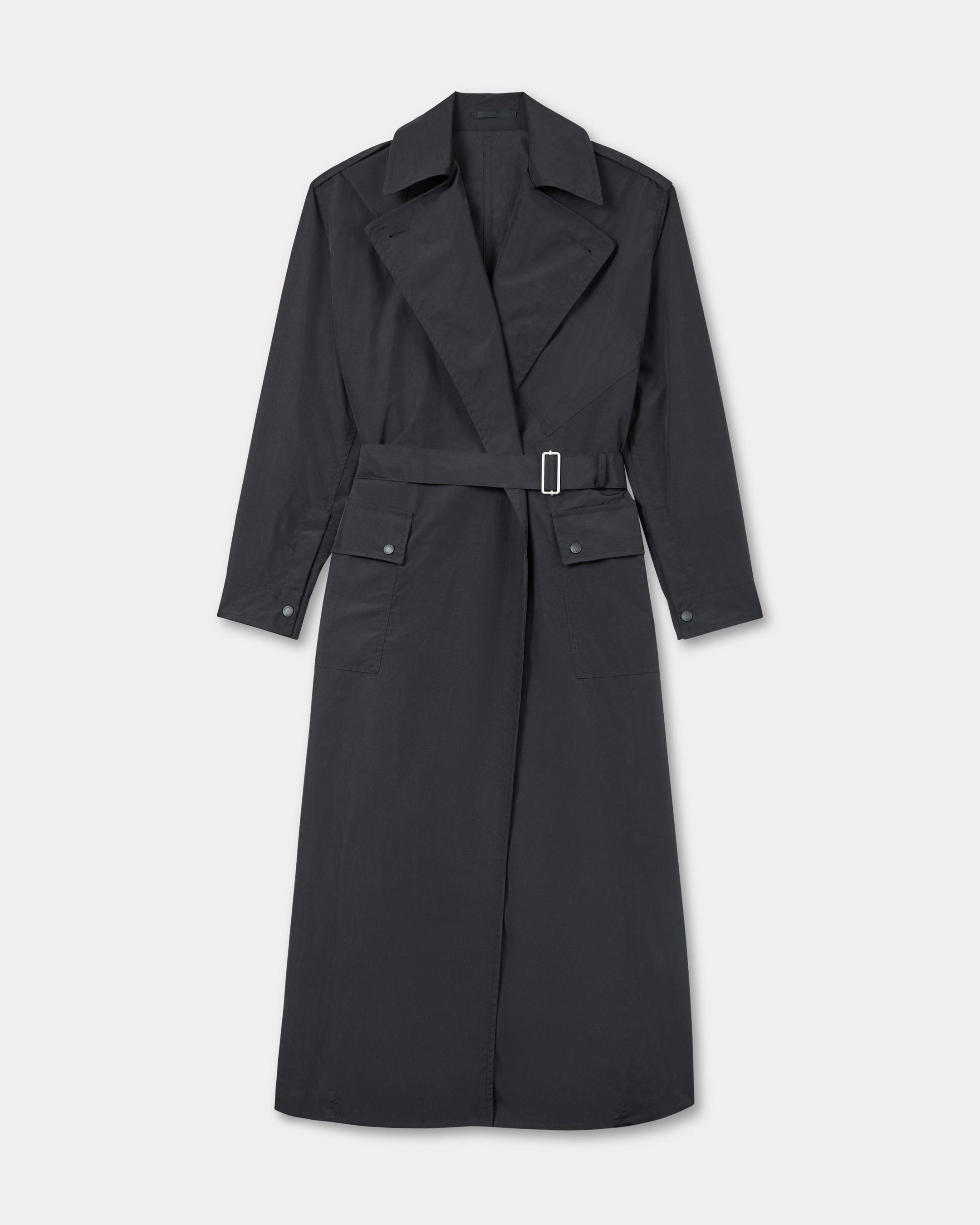 Kenzo Trench Long Avec Manches Kimono Femme Noir - Taille 40