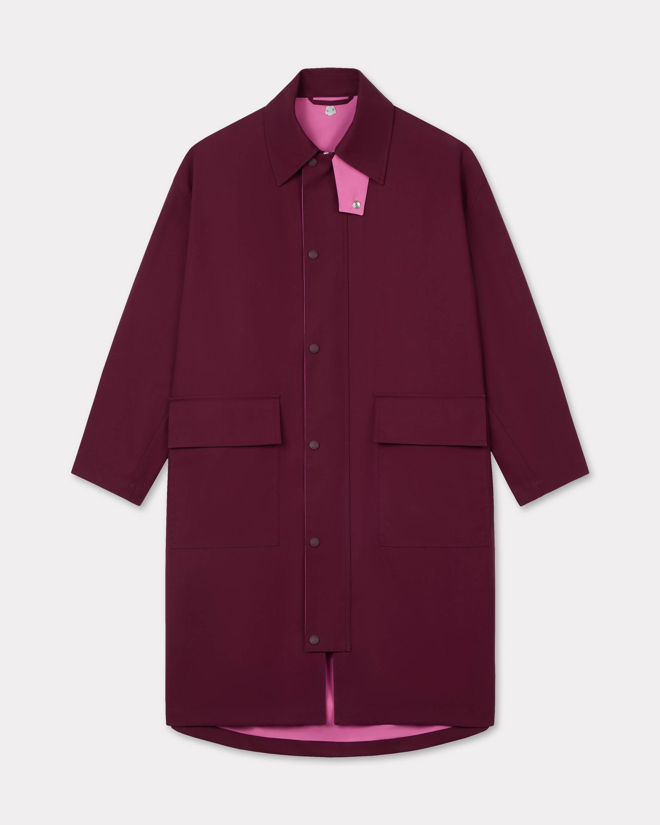 KENZO Cocoon Coat In Machintosh Technical Fabric, Woman, Grenat, Size S, Cotton